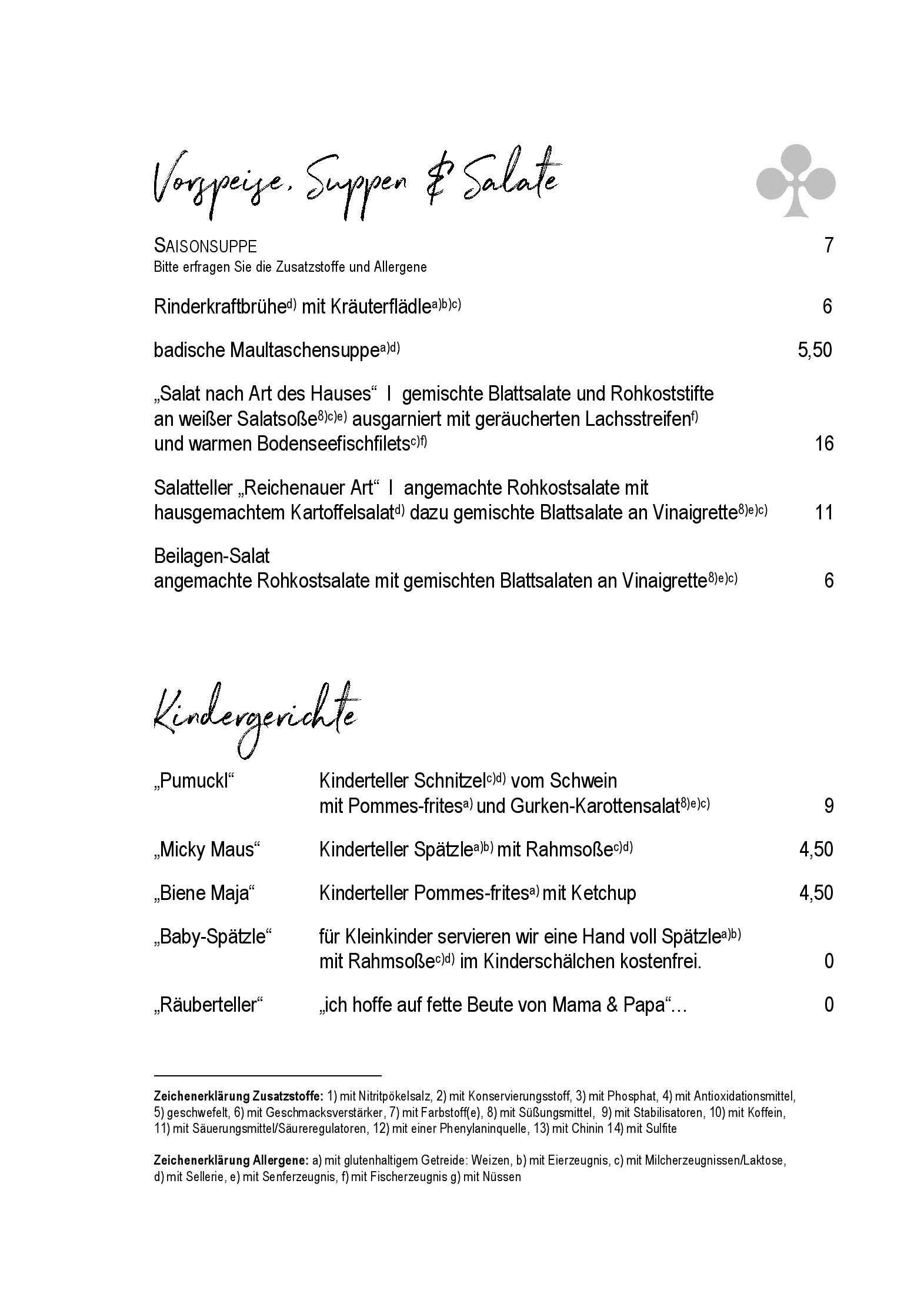 Speisekarte