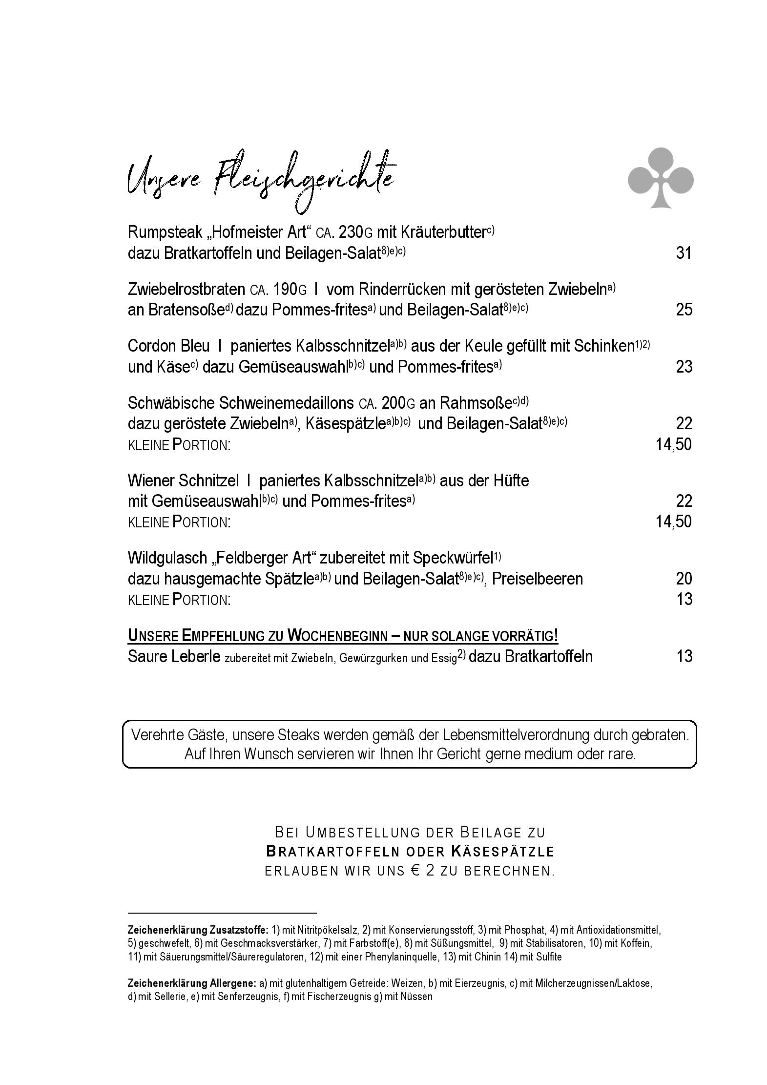Speisekarte