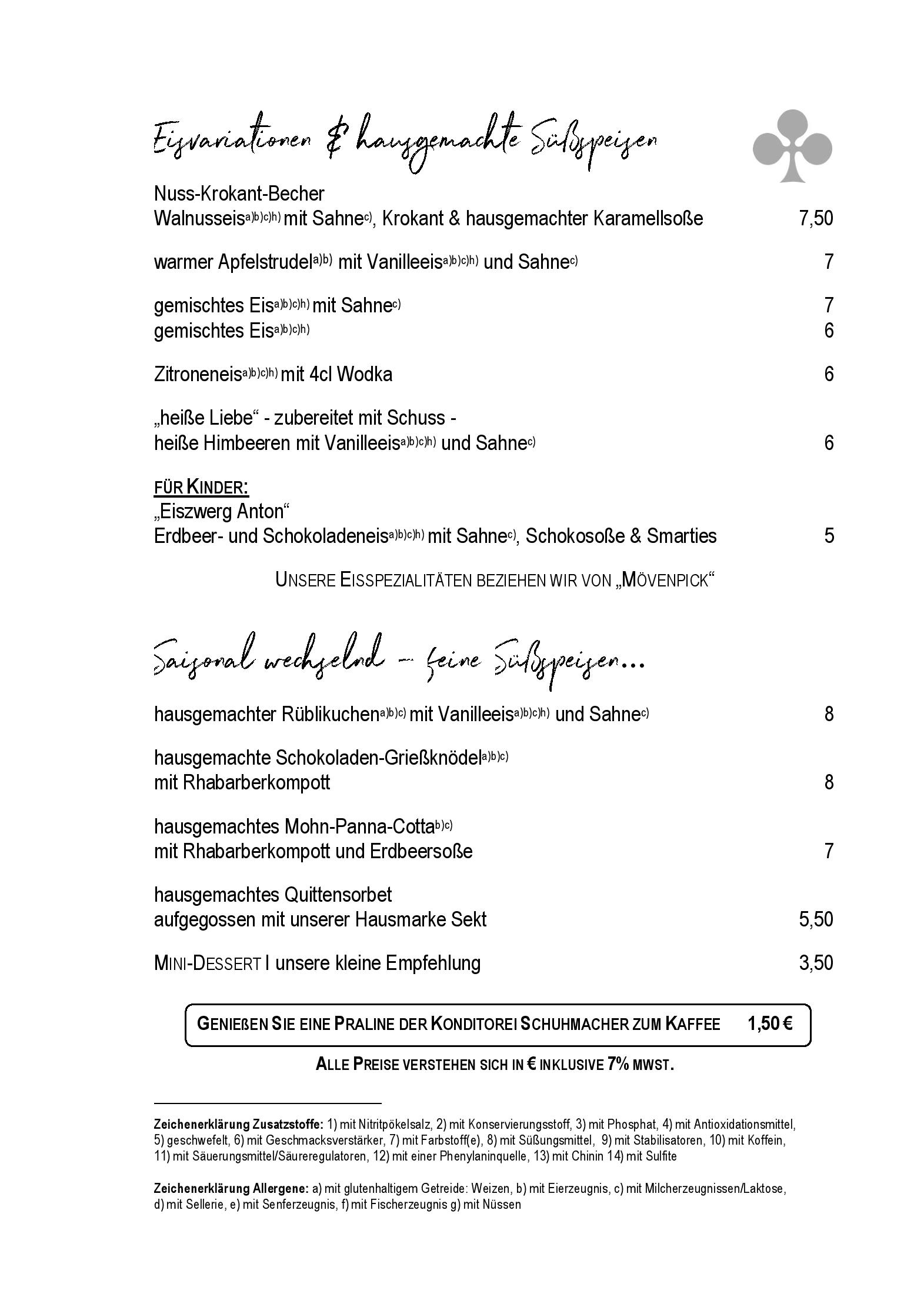 Speisekarte