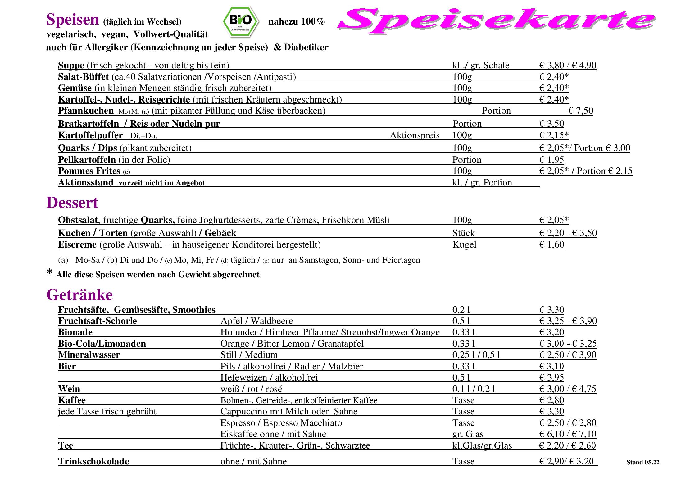 Speisekarte