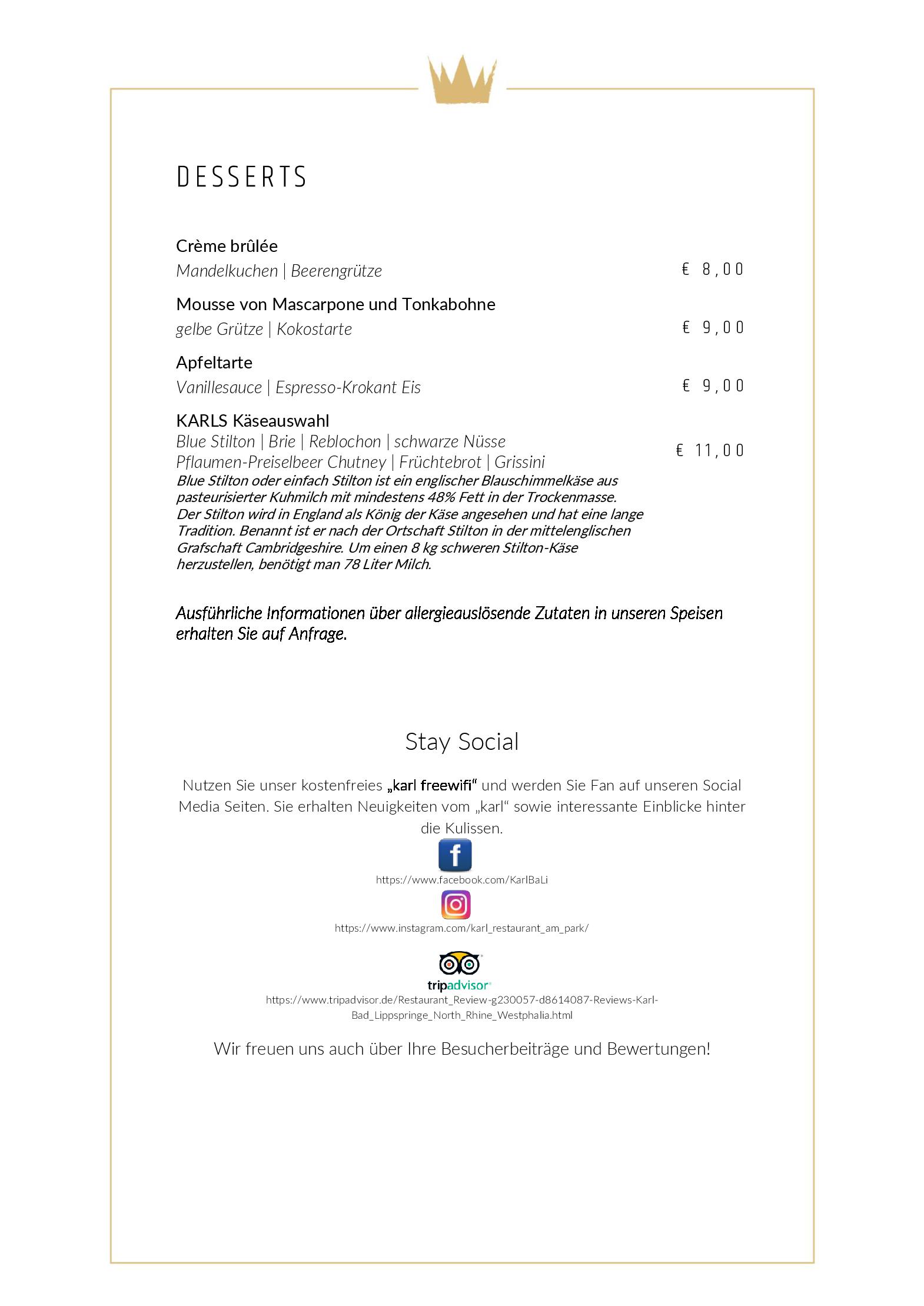 Speisekarte