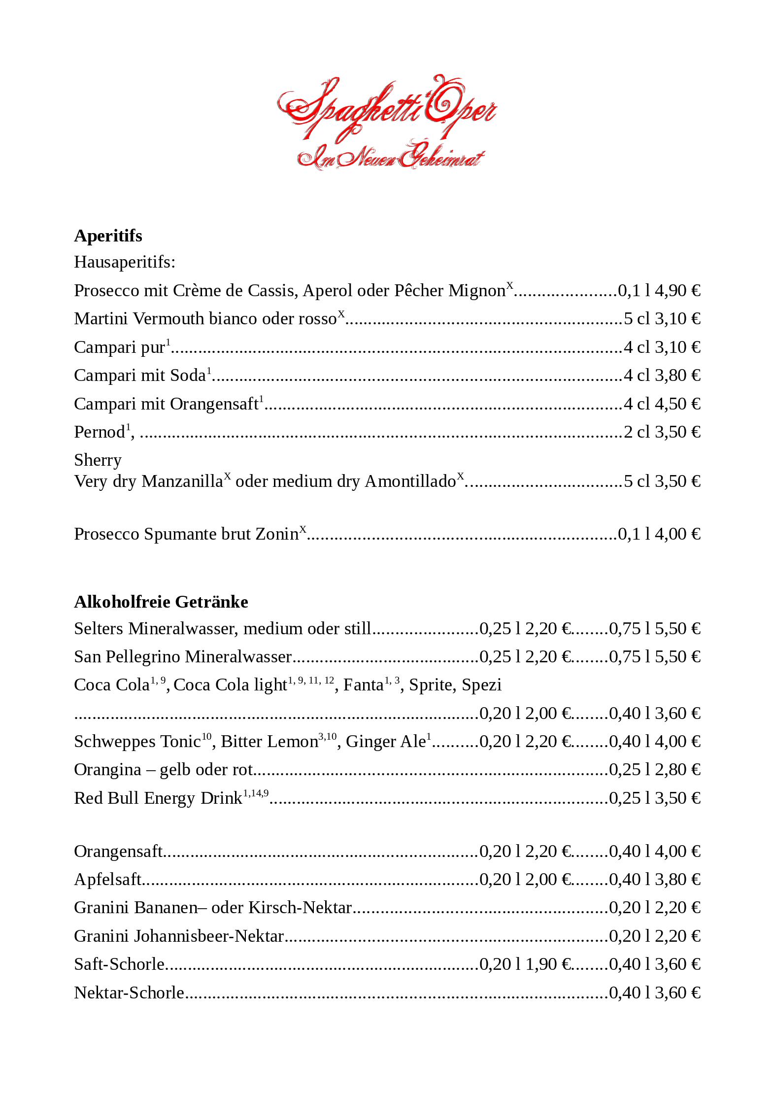 Speisekarte Stand Mai 2022