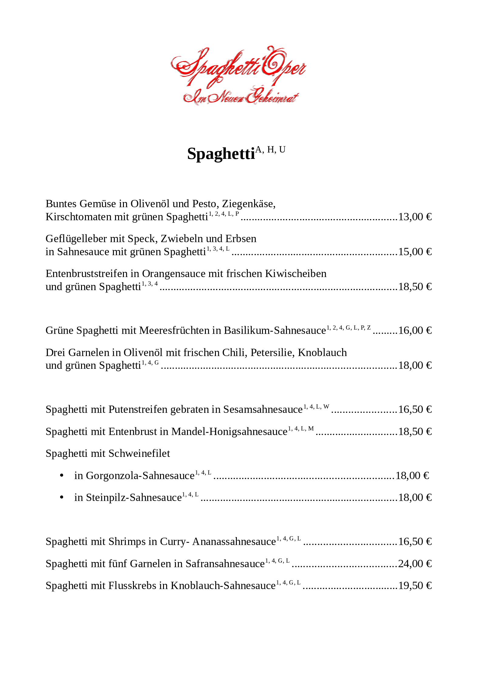 Speisekarte Stand Mai 2022