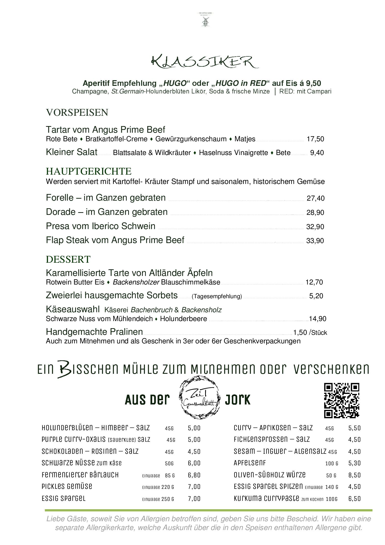 Speisekarte
