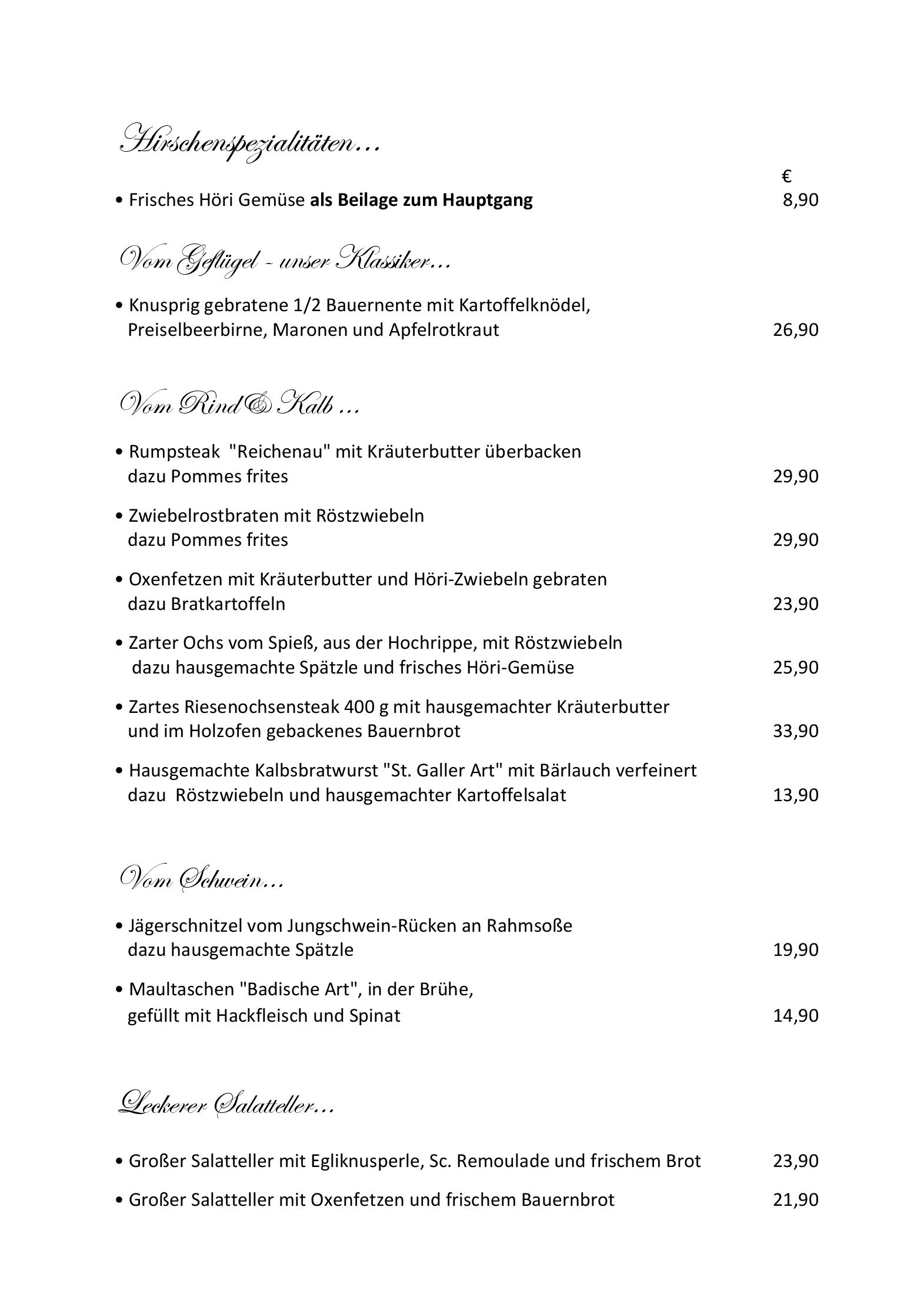 Speisekarte