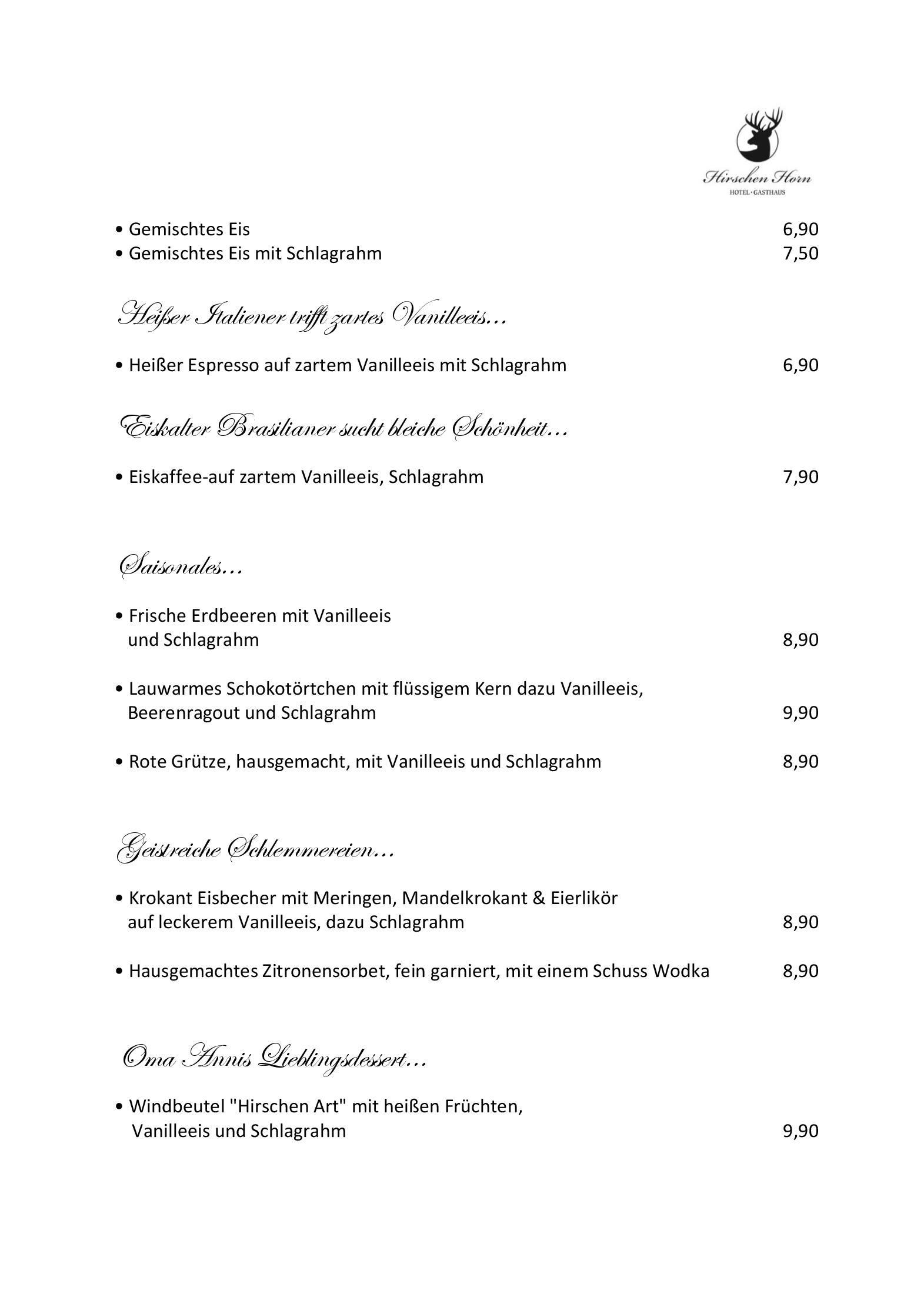 Speisekarte
