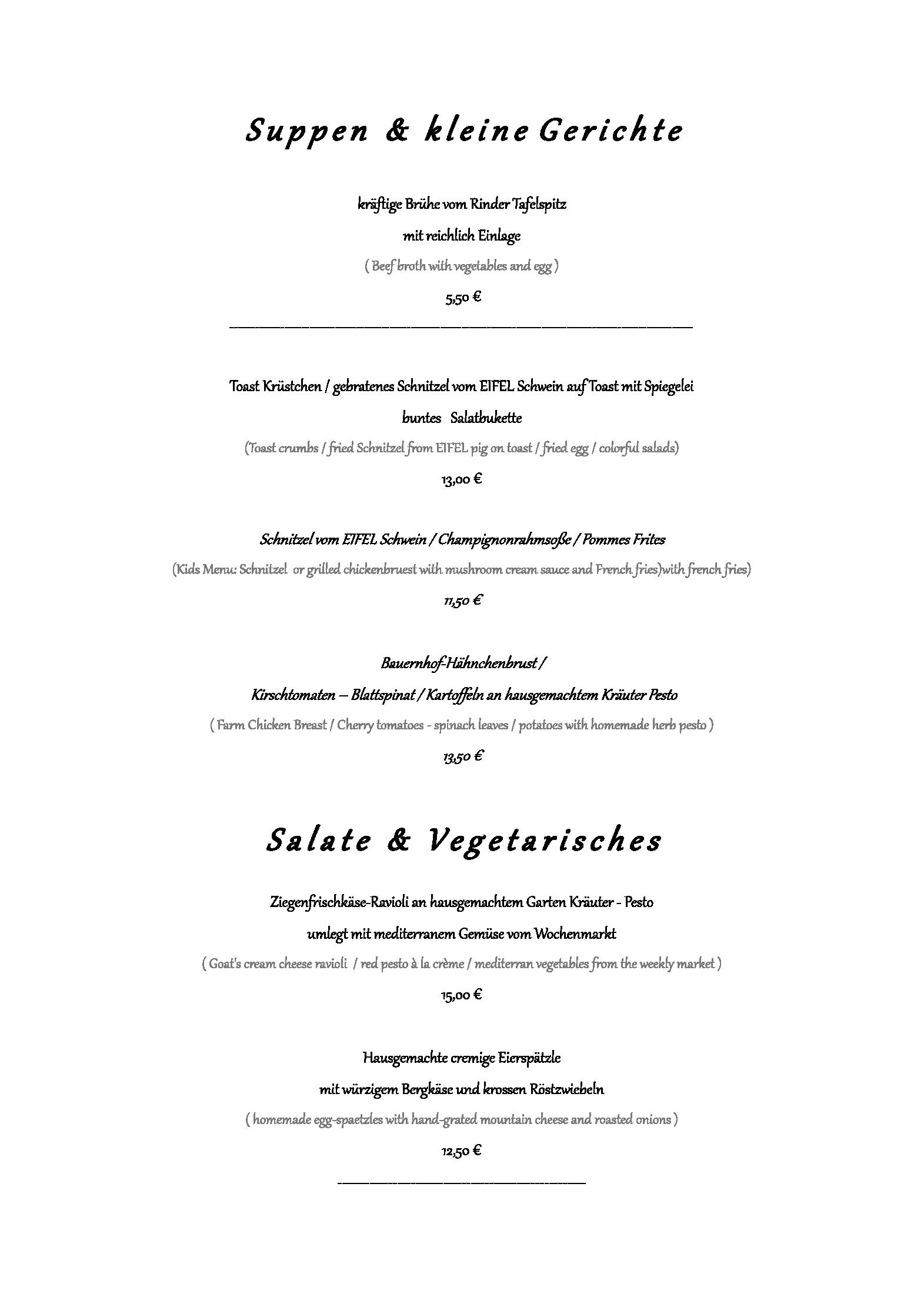 Speisekarte