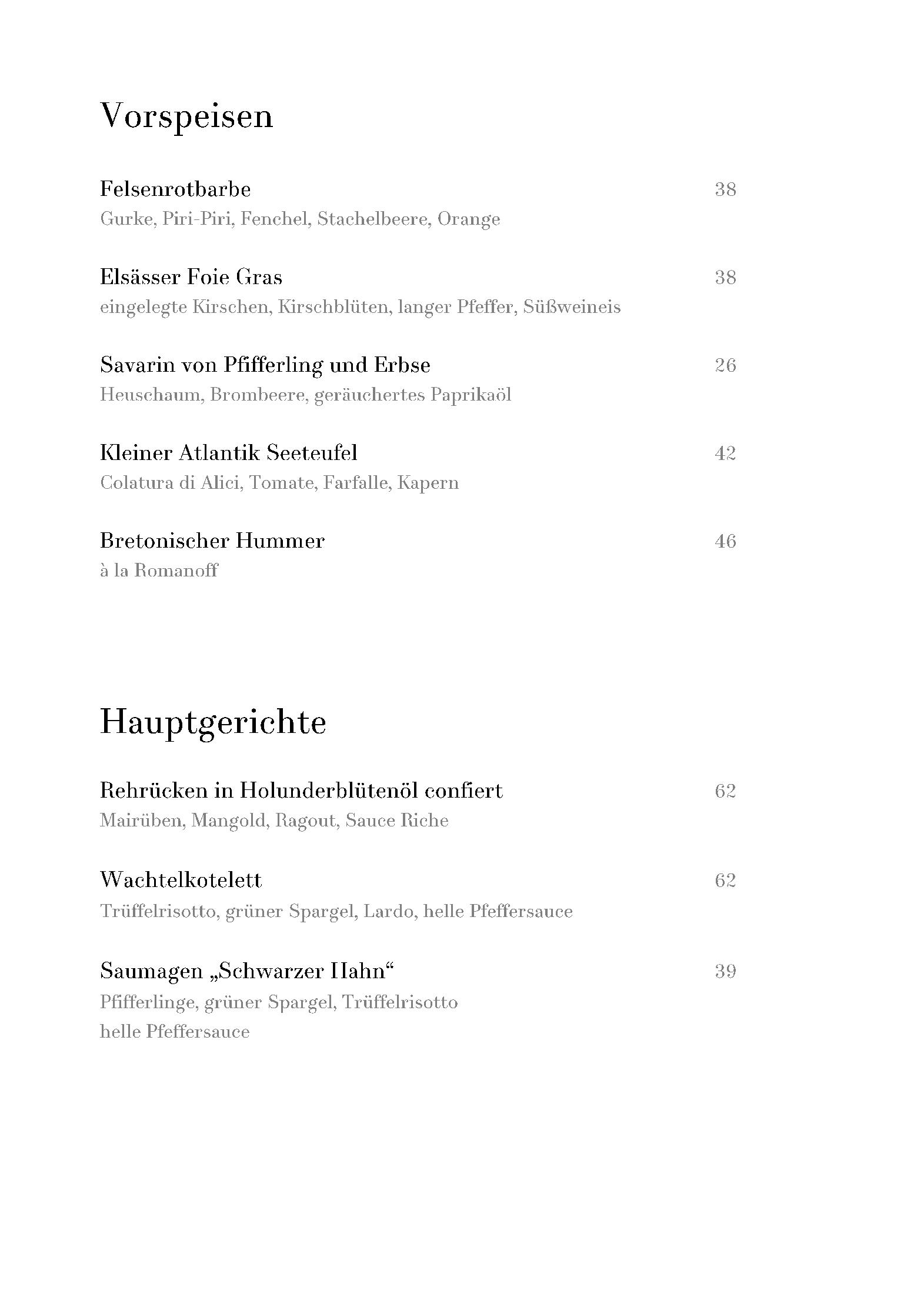 Speisekarte