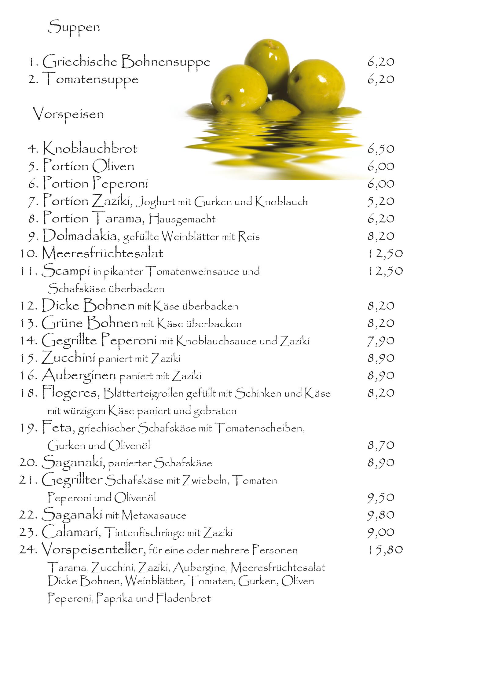 Speisekarte