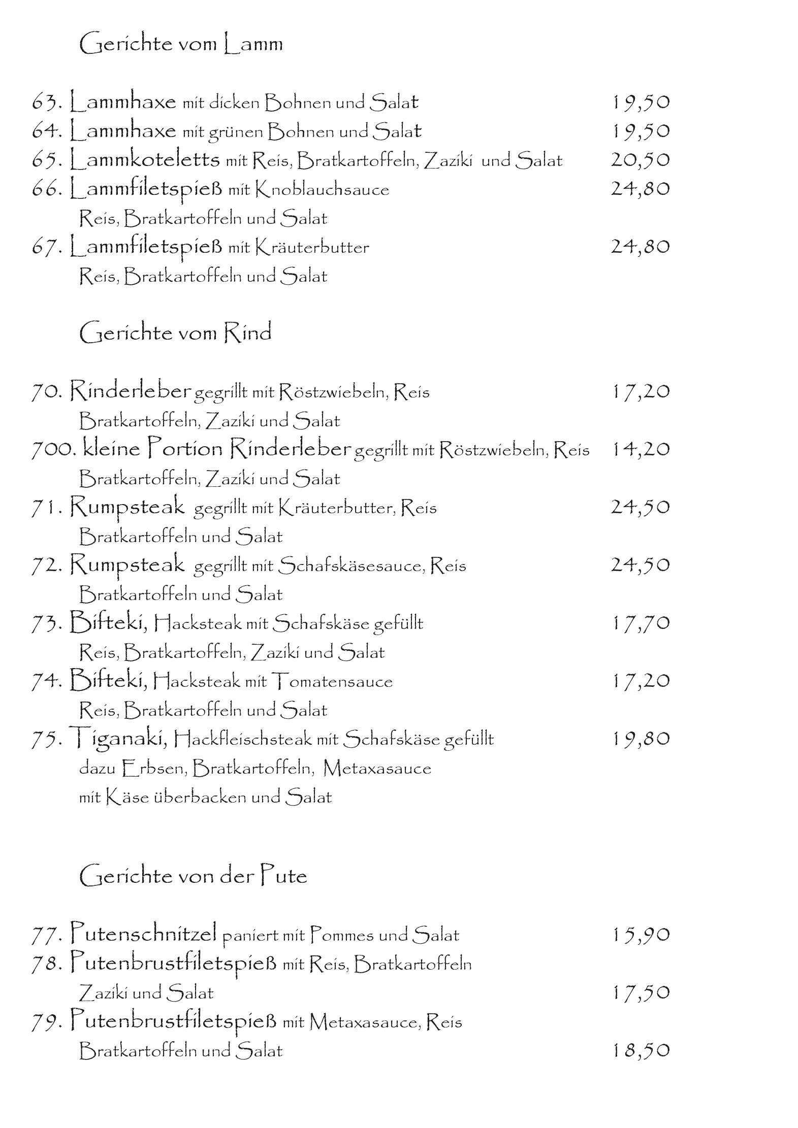 Speisekarte