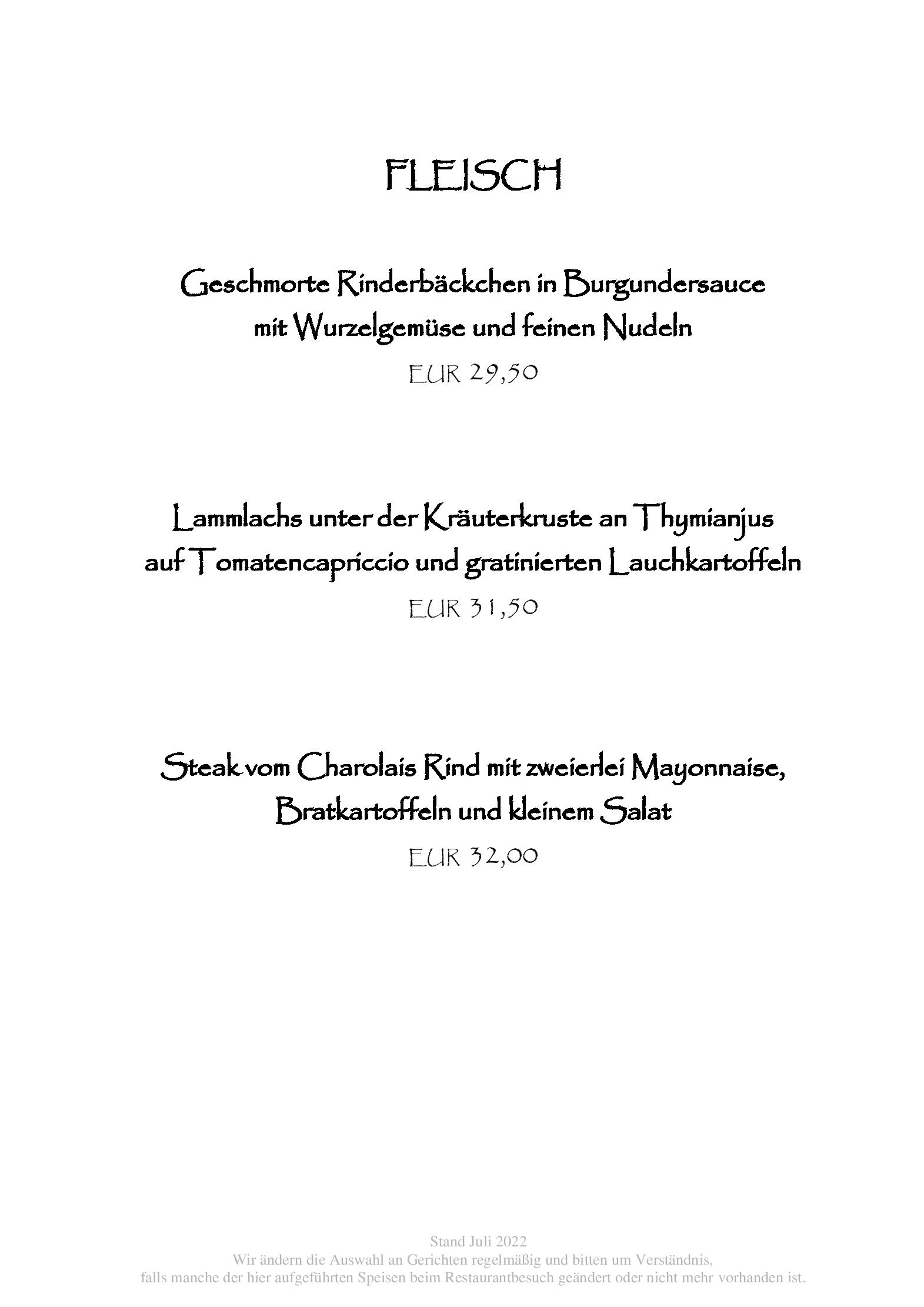Speisekarte