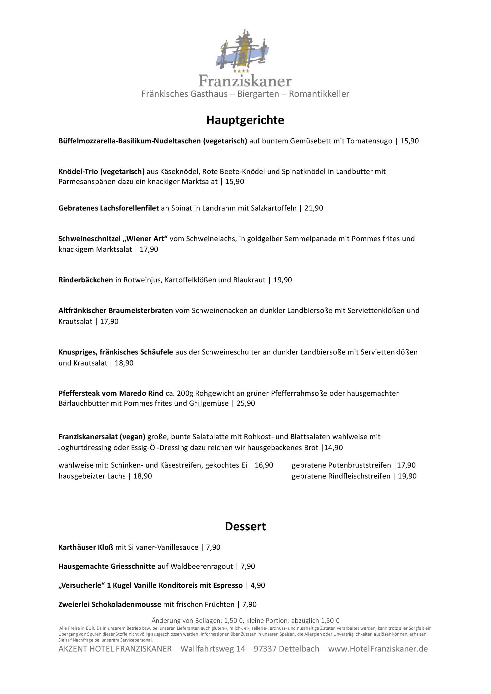 Speisekarte
