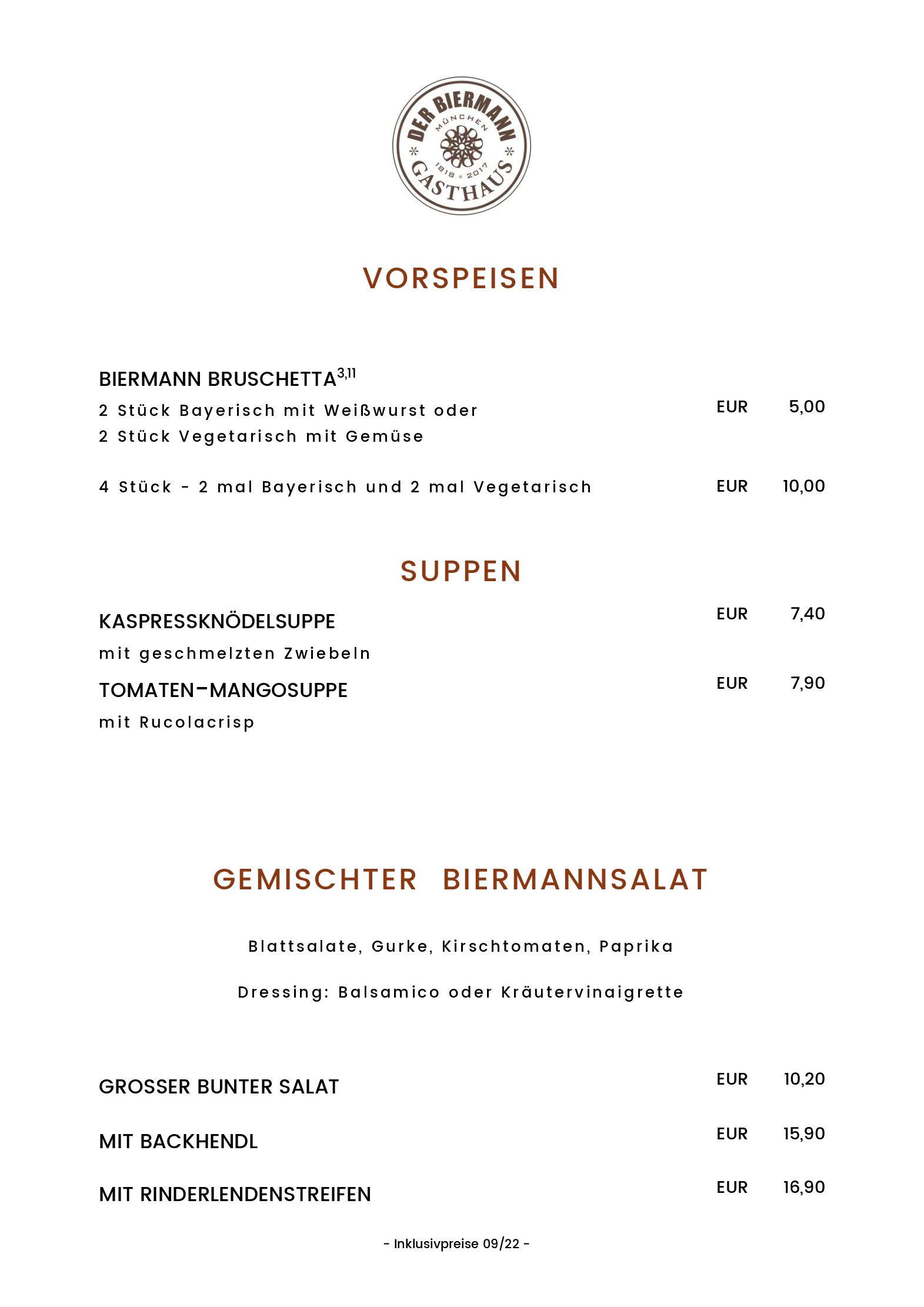 Speisekarte