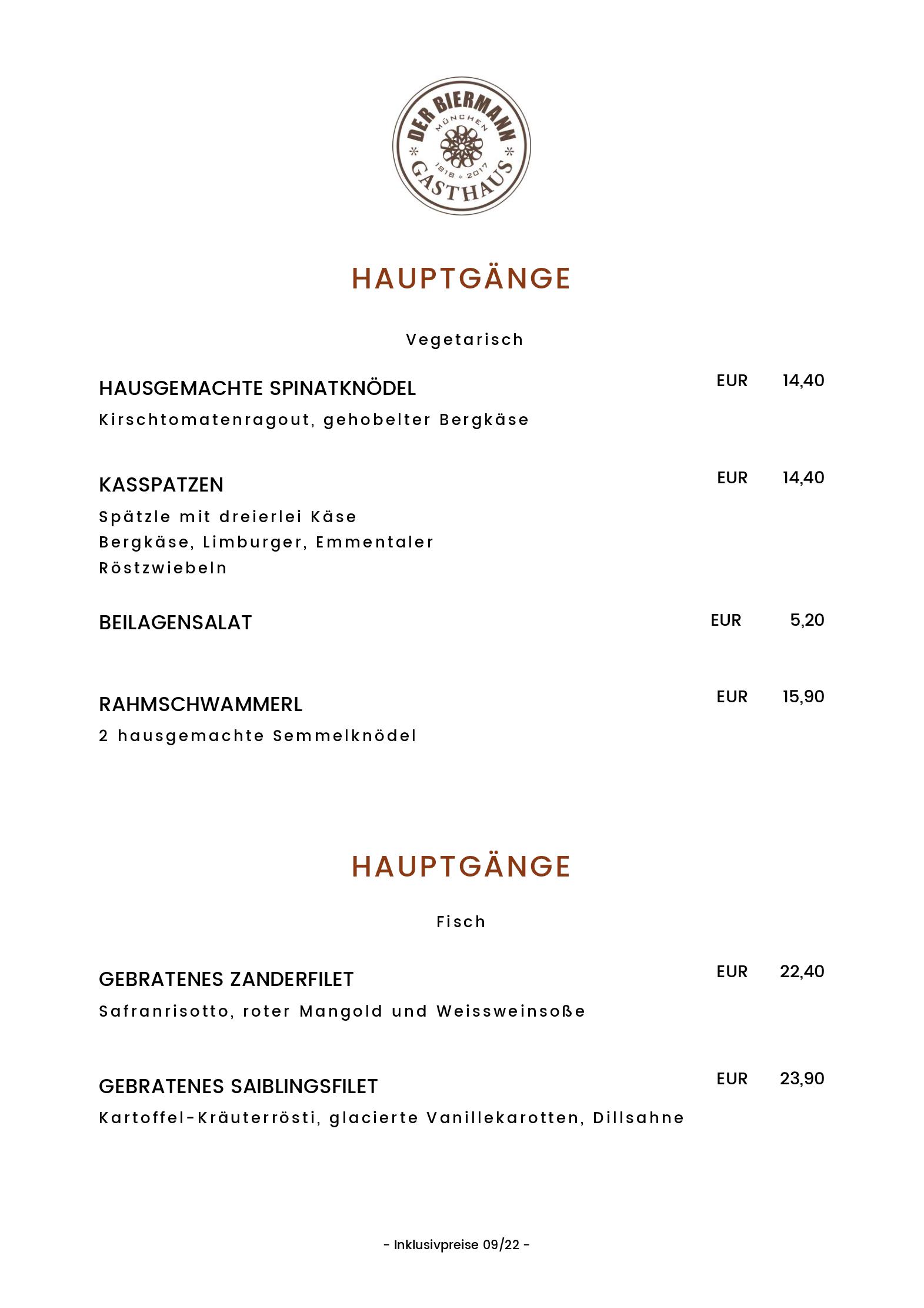 Speisekarte