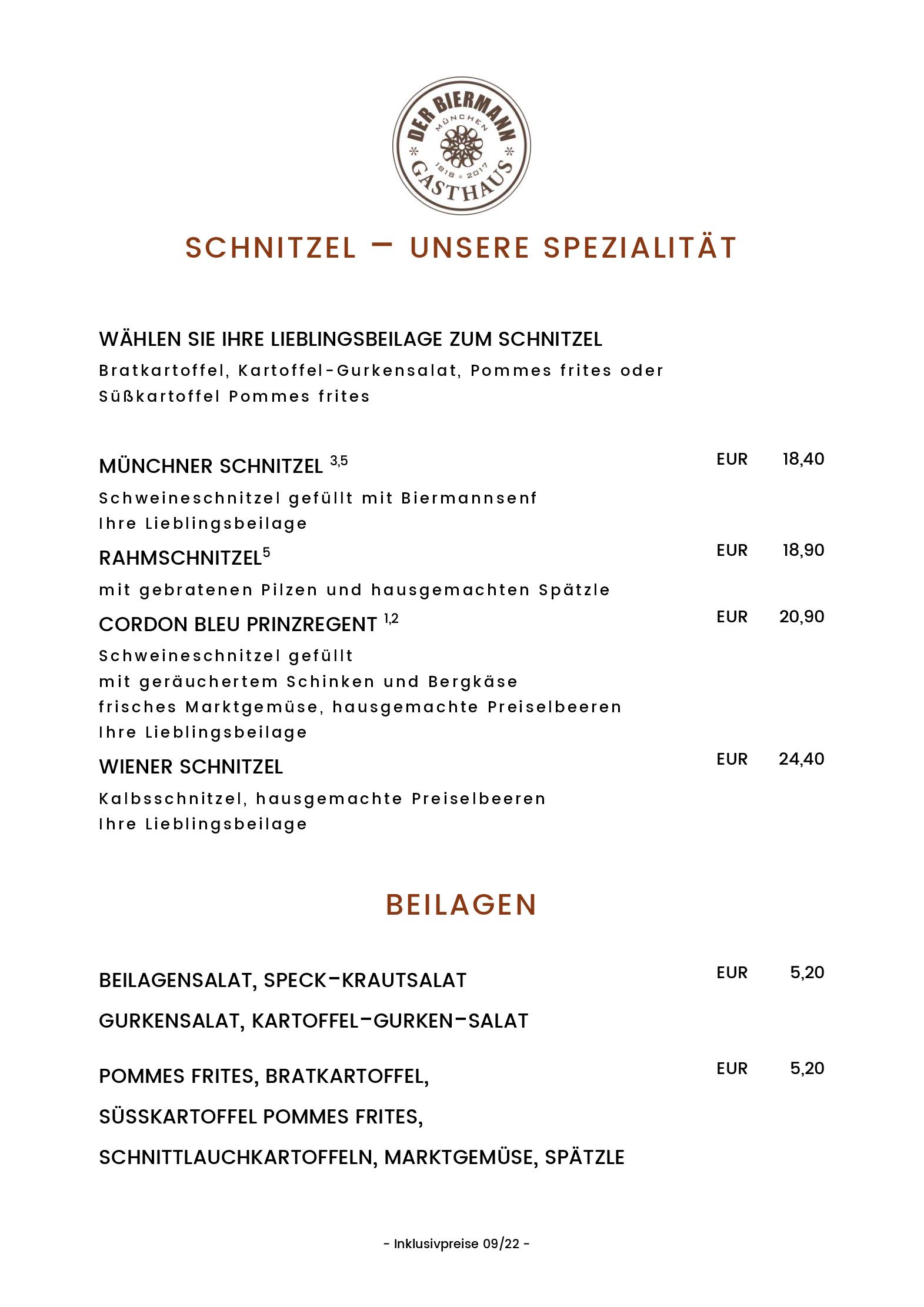Speisekarte