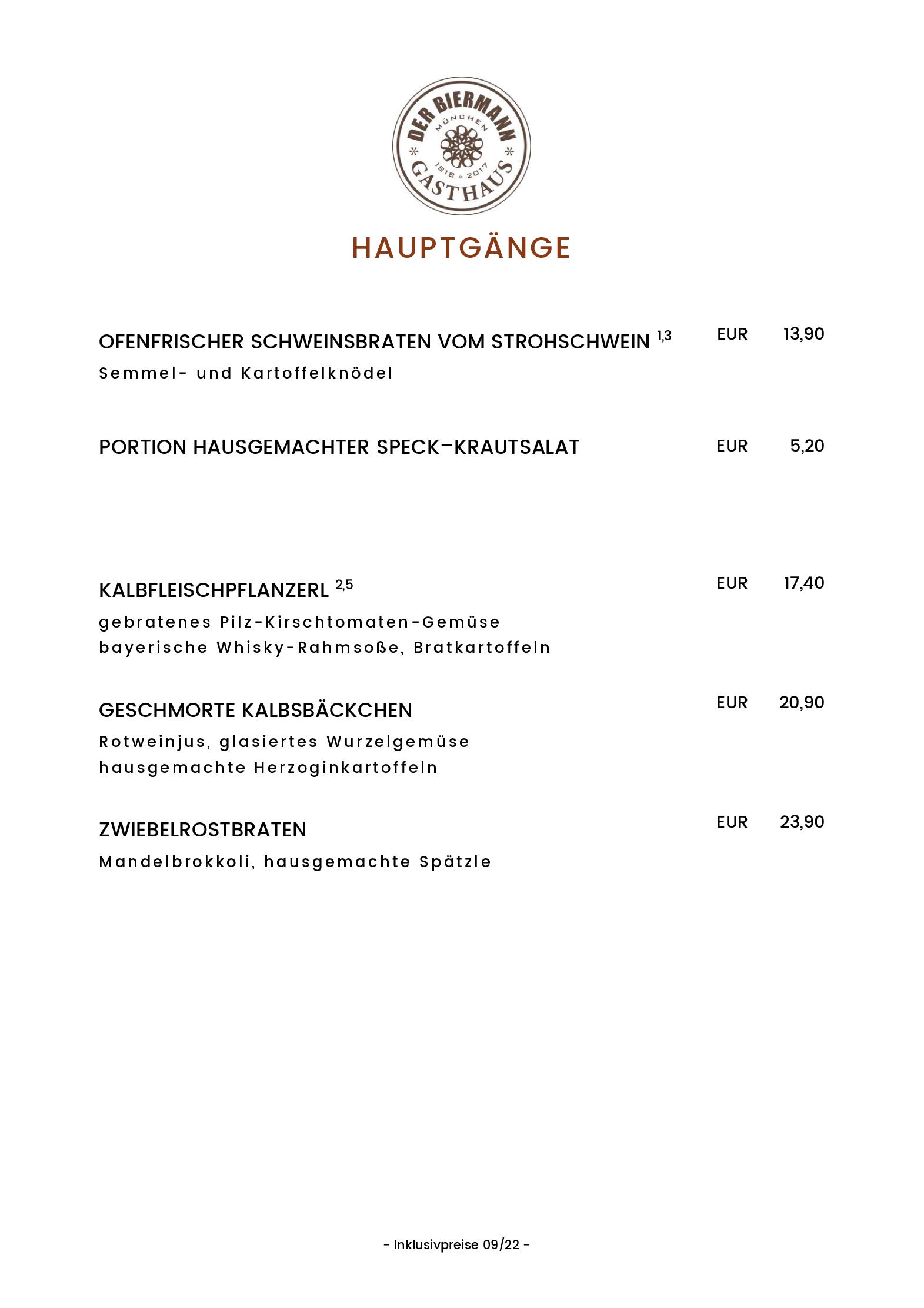 Speisekarte