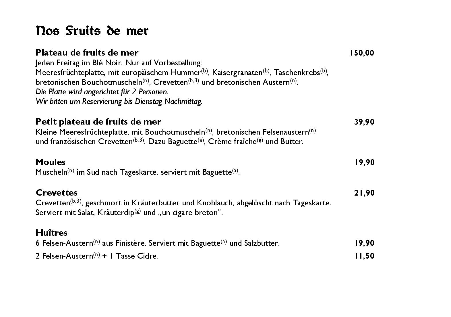 Speisekarte
