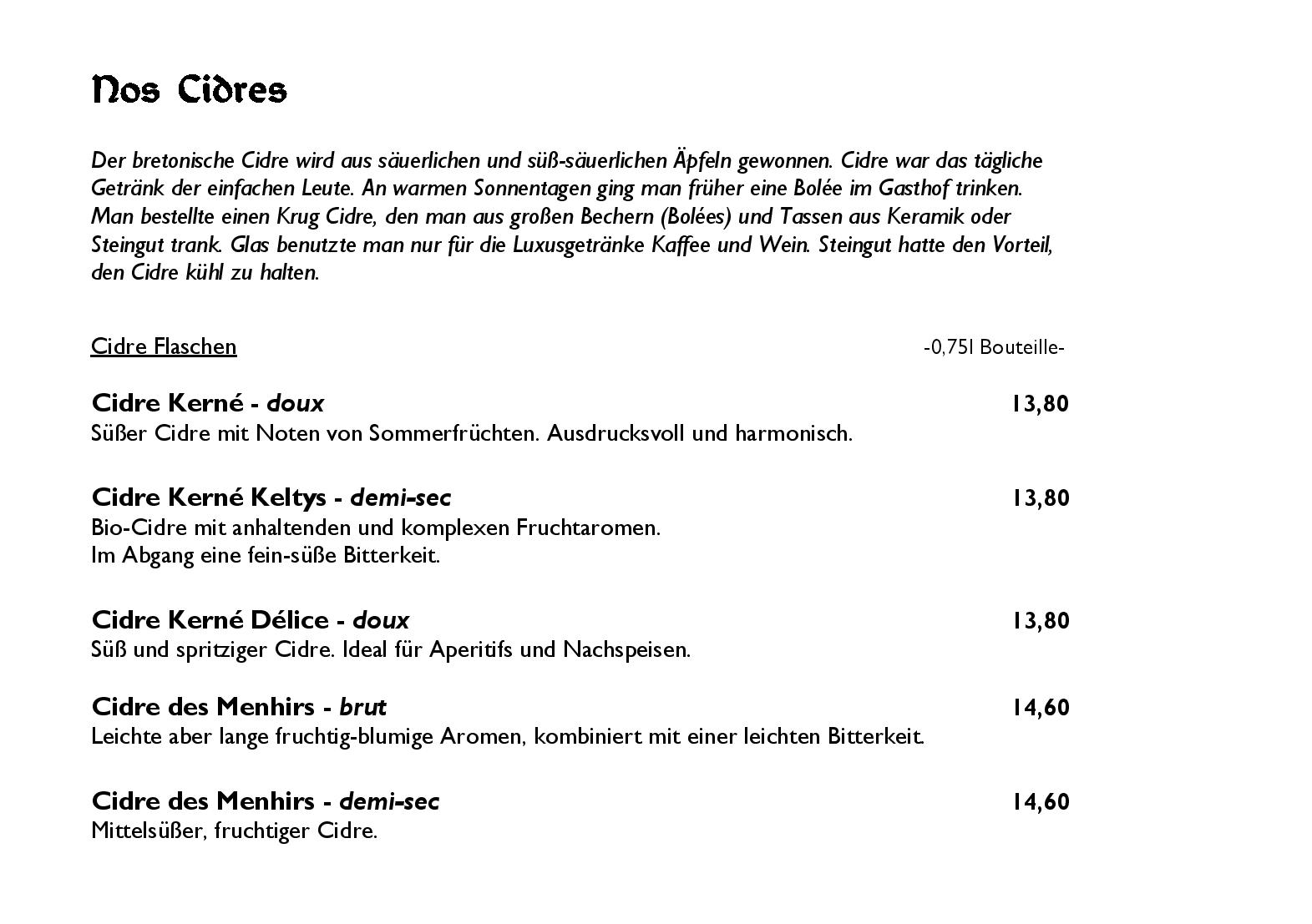 Speisekarte