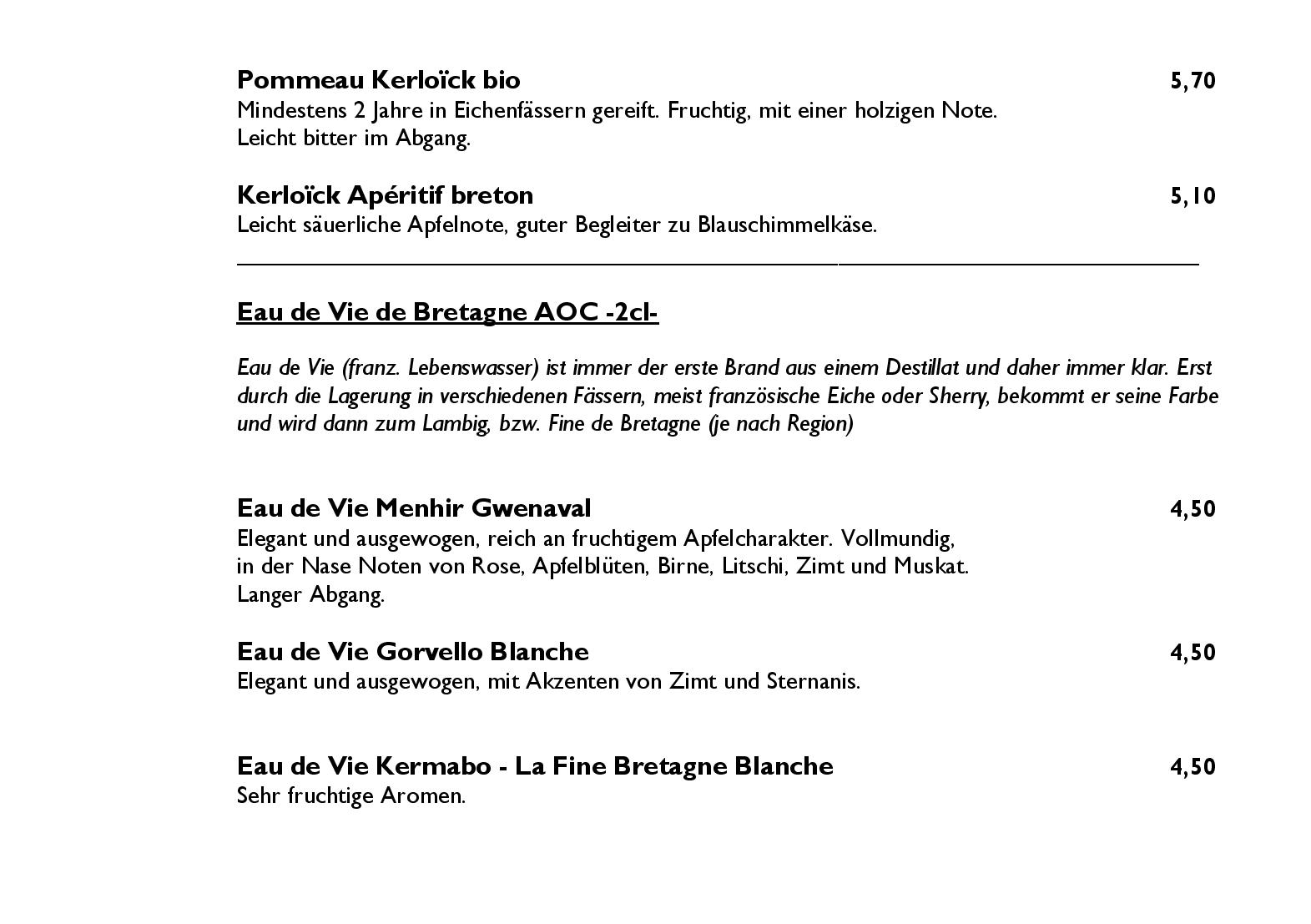 Speisekarte