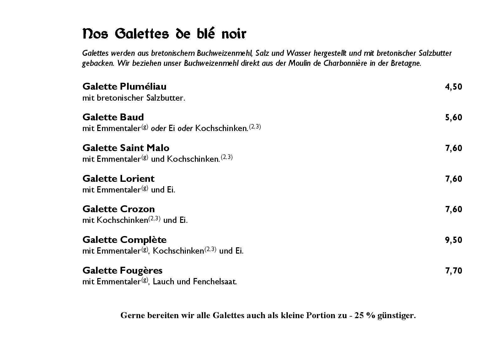 Speisekarte