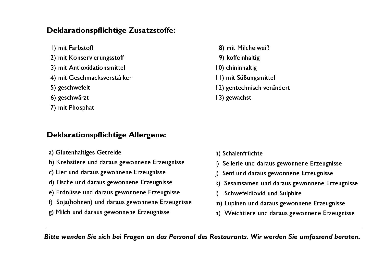 Speisekarte
