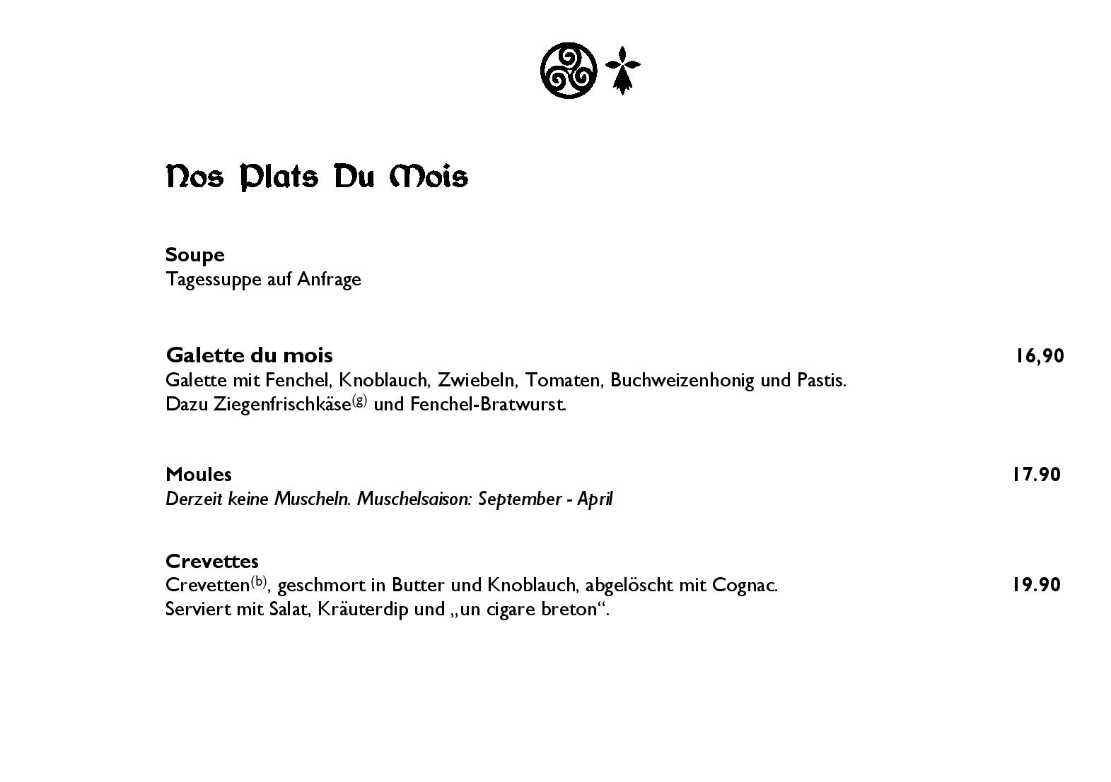Speisekarte
