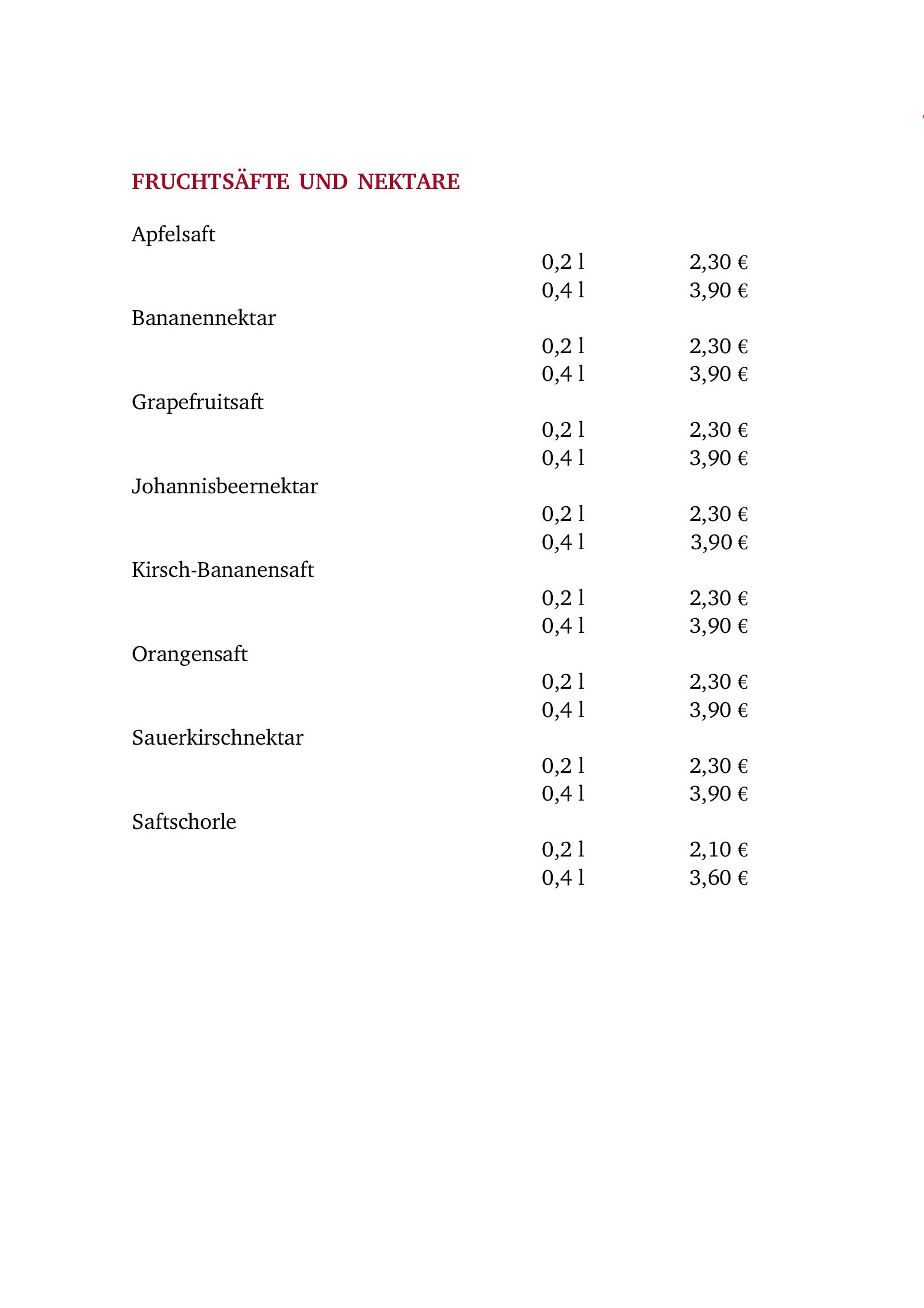Speisekarte
