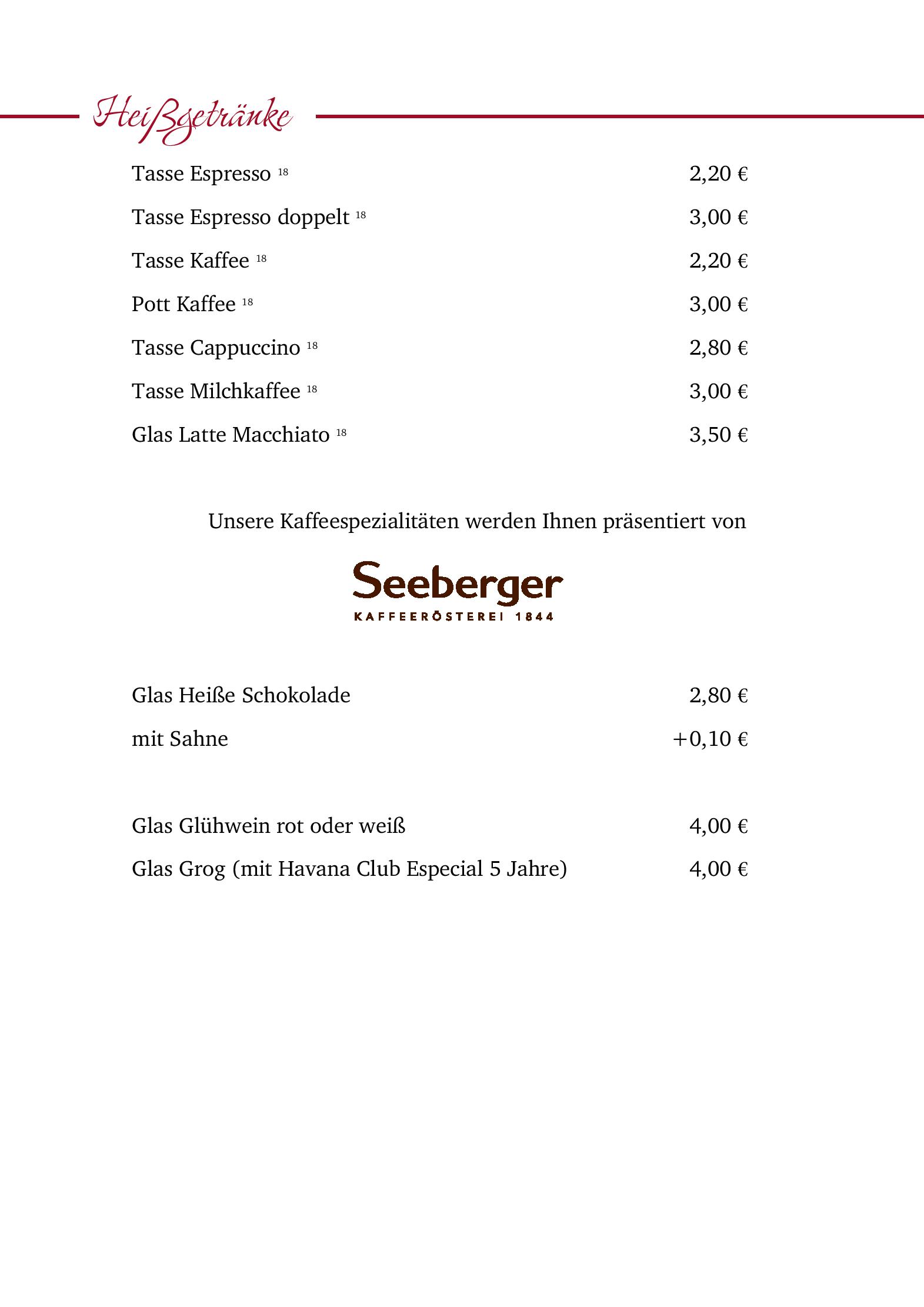 Speisekarte