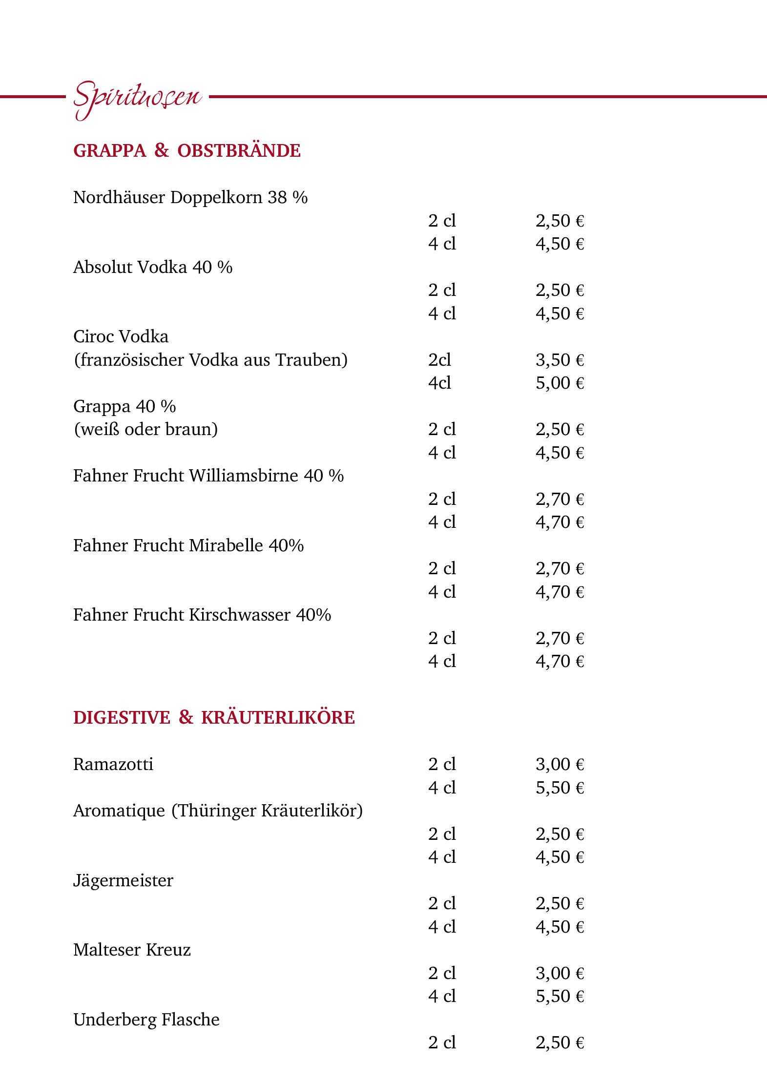 Speisekarte