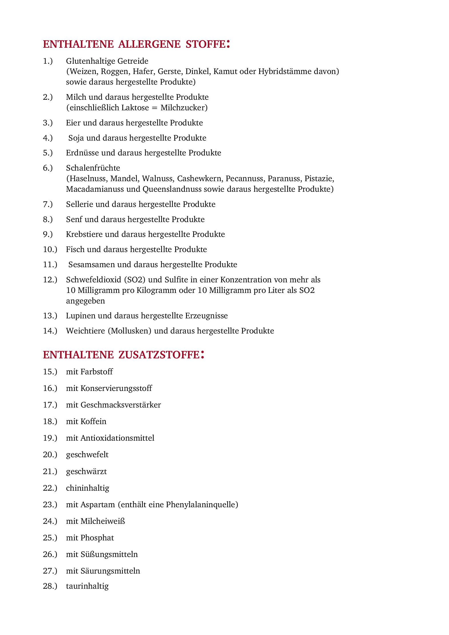 Speisekarte