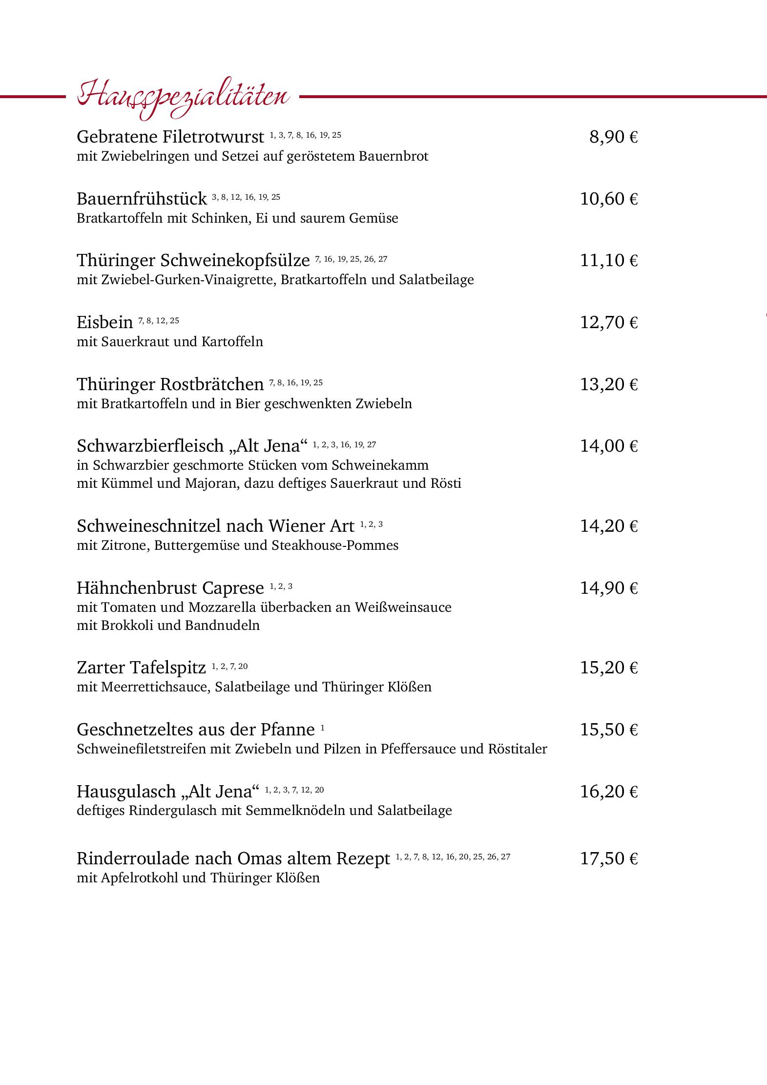 Speisekarte