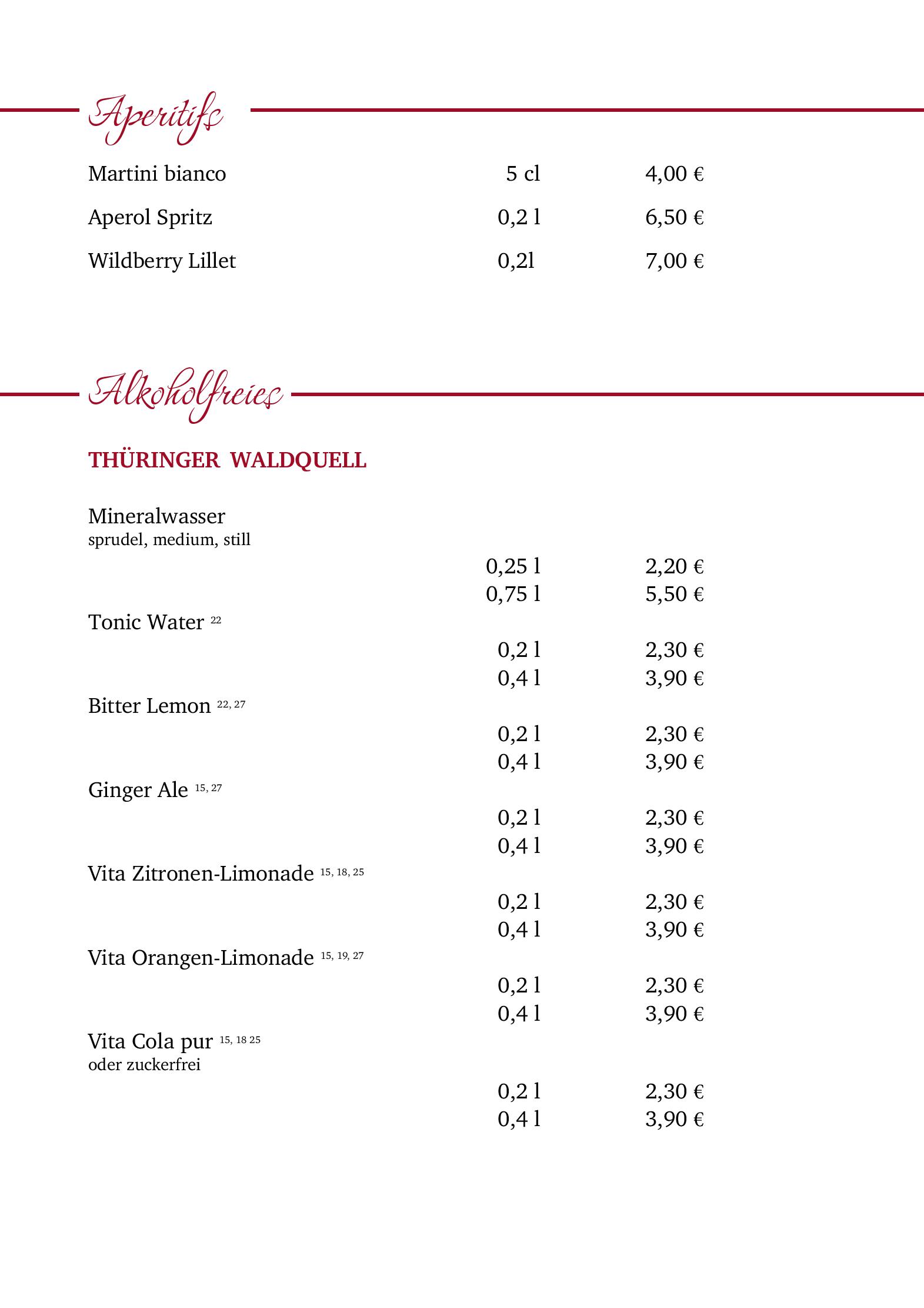 Speisekarte