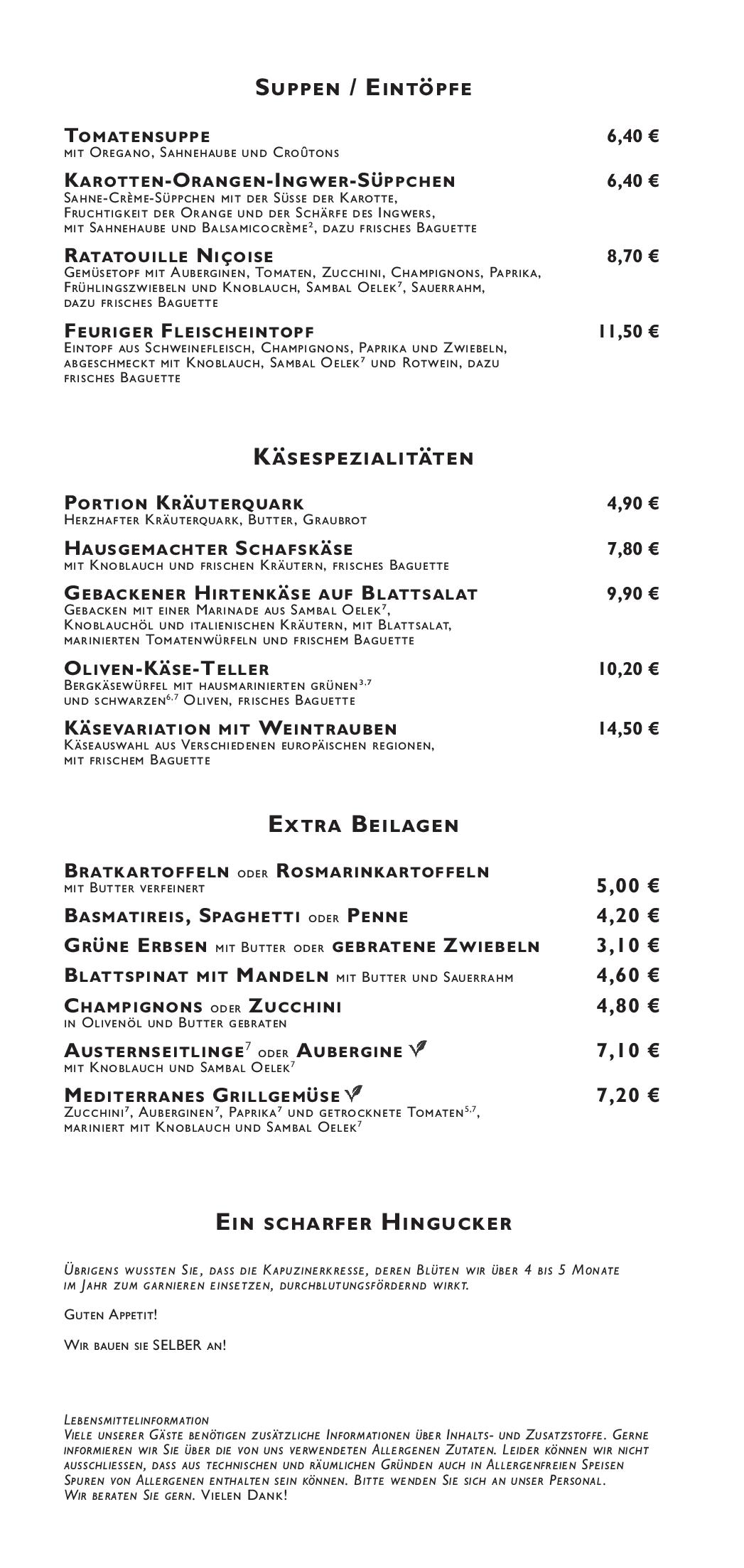 Speisekarte