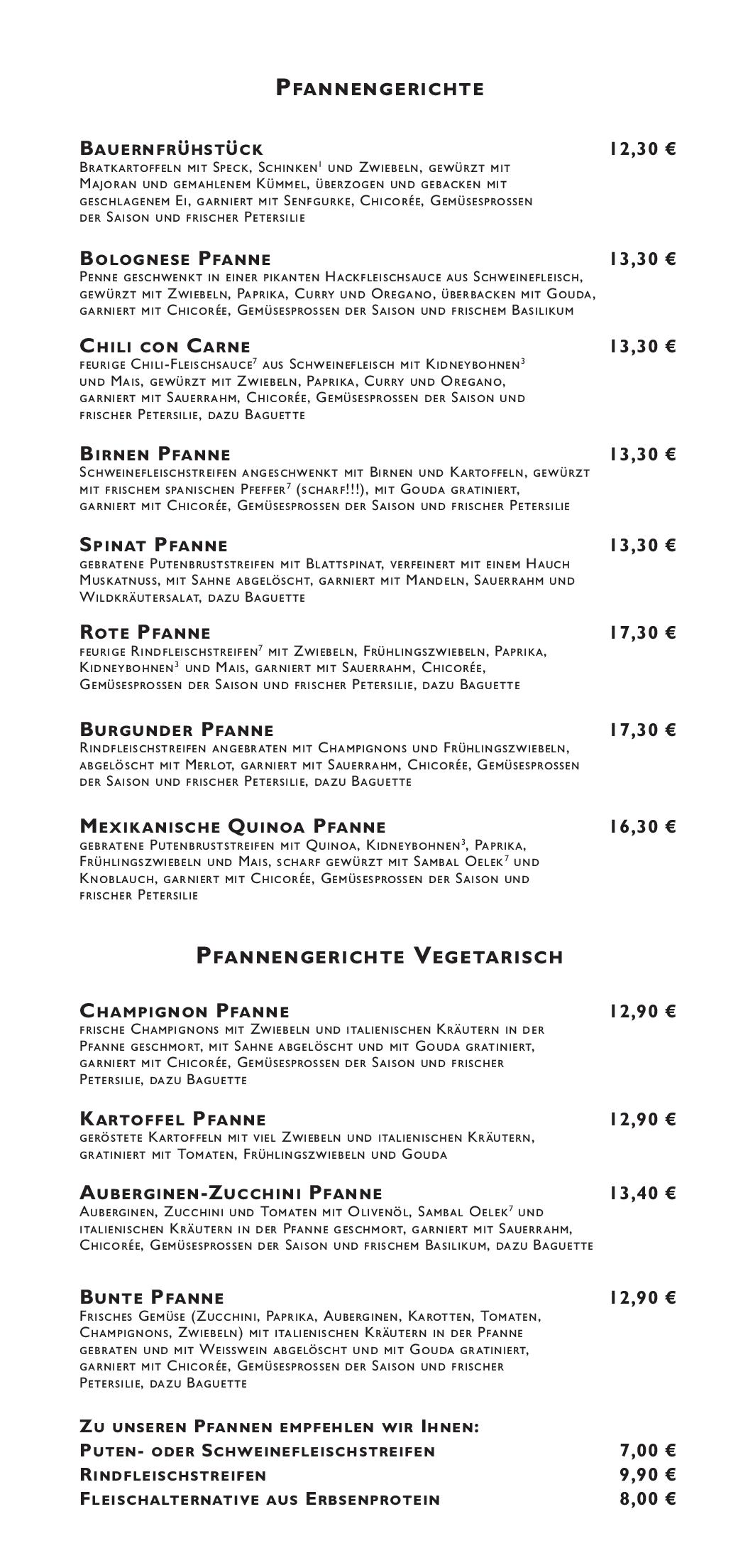 Speisekarte