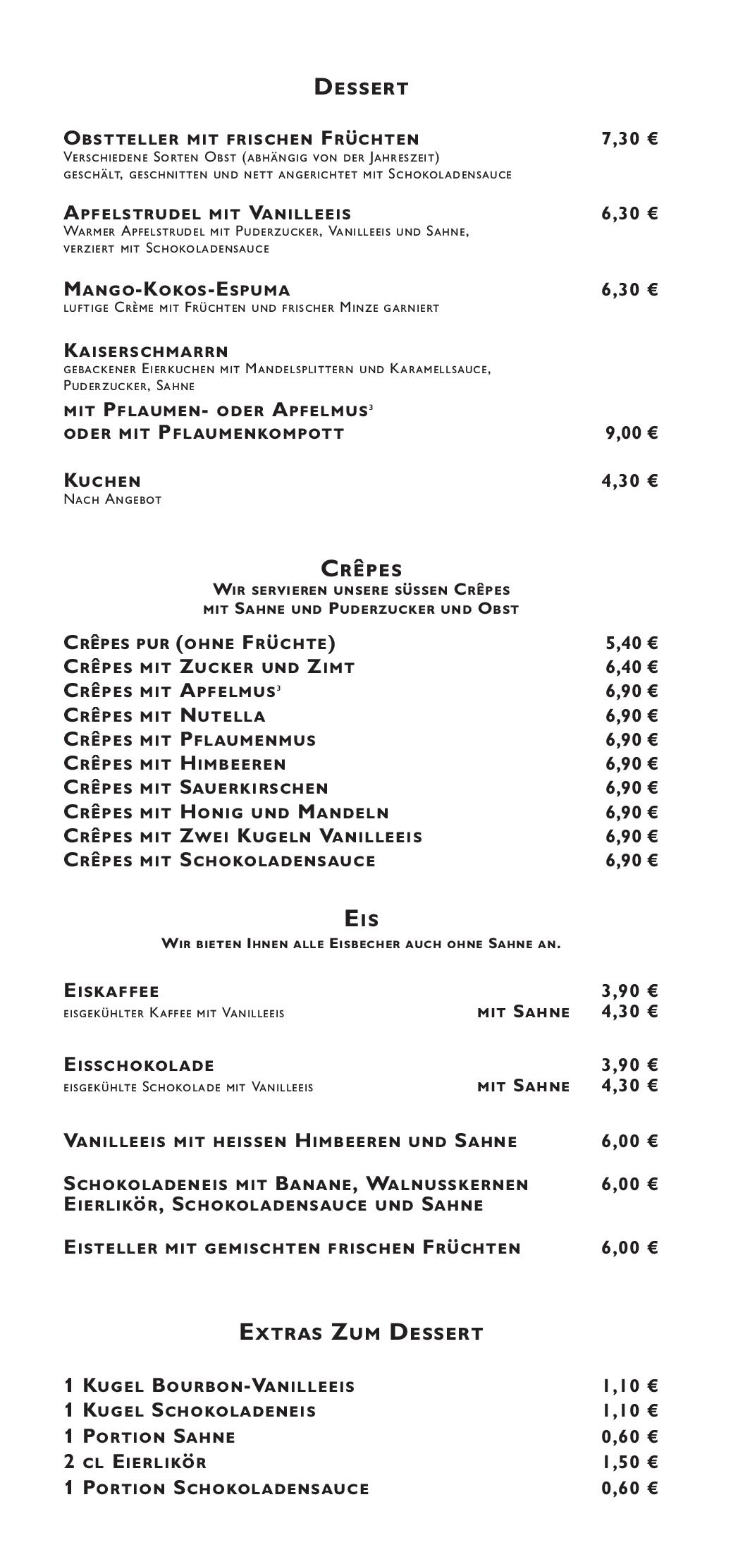 Speisekarte