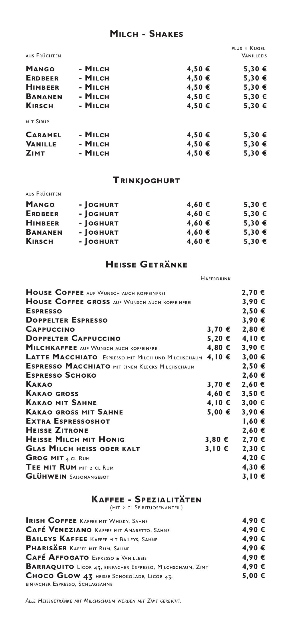 Speisekarte