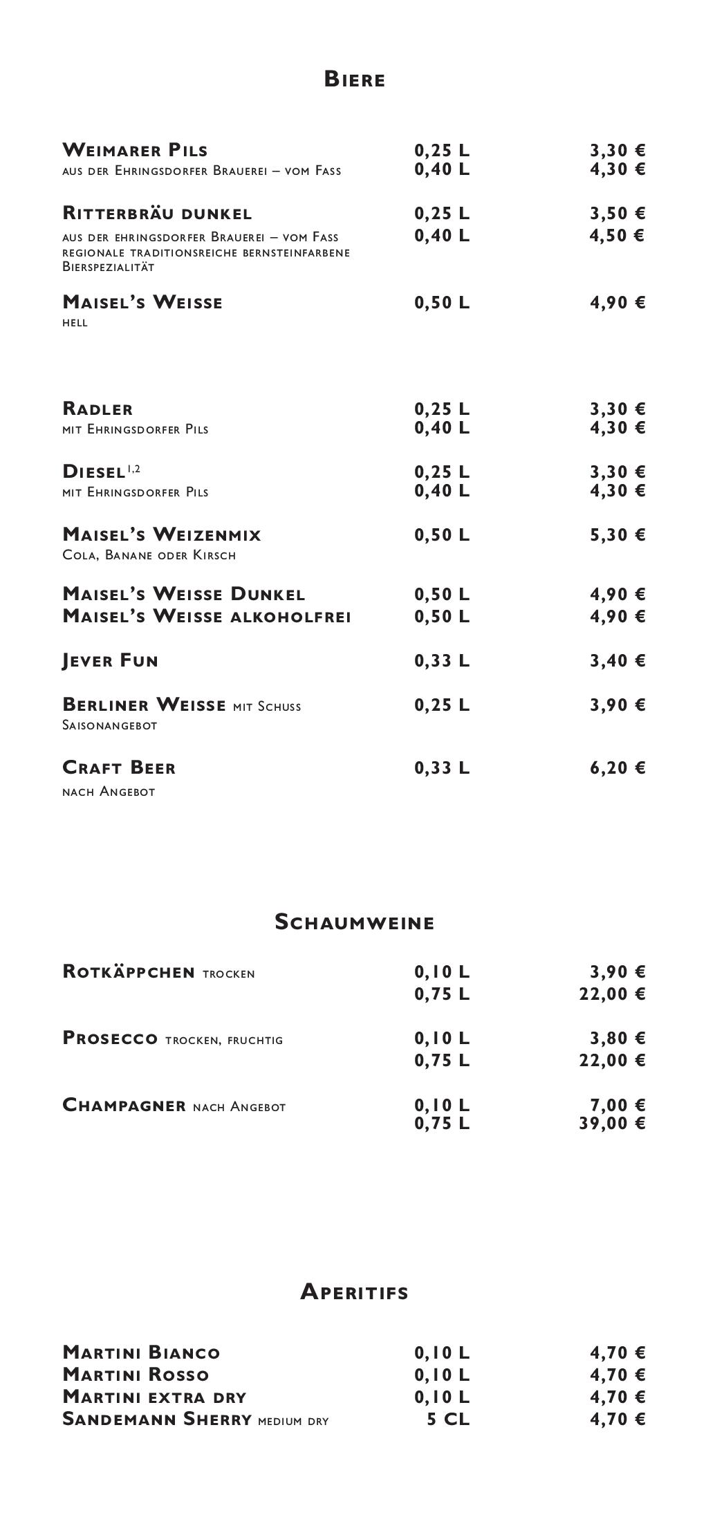 Speisekarte