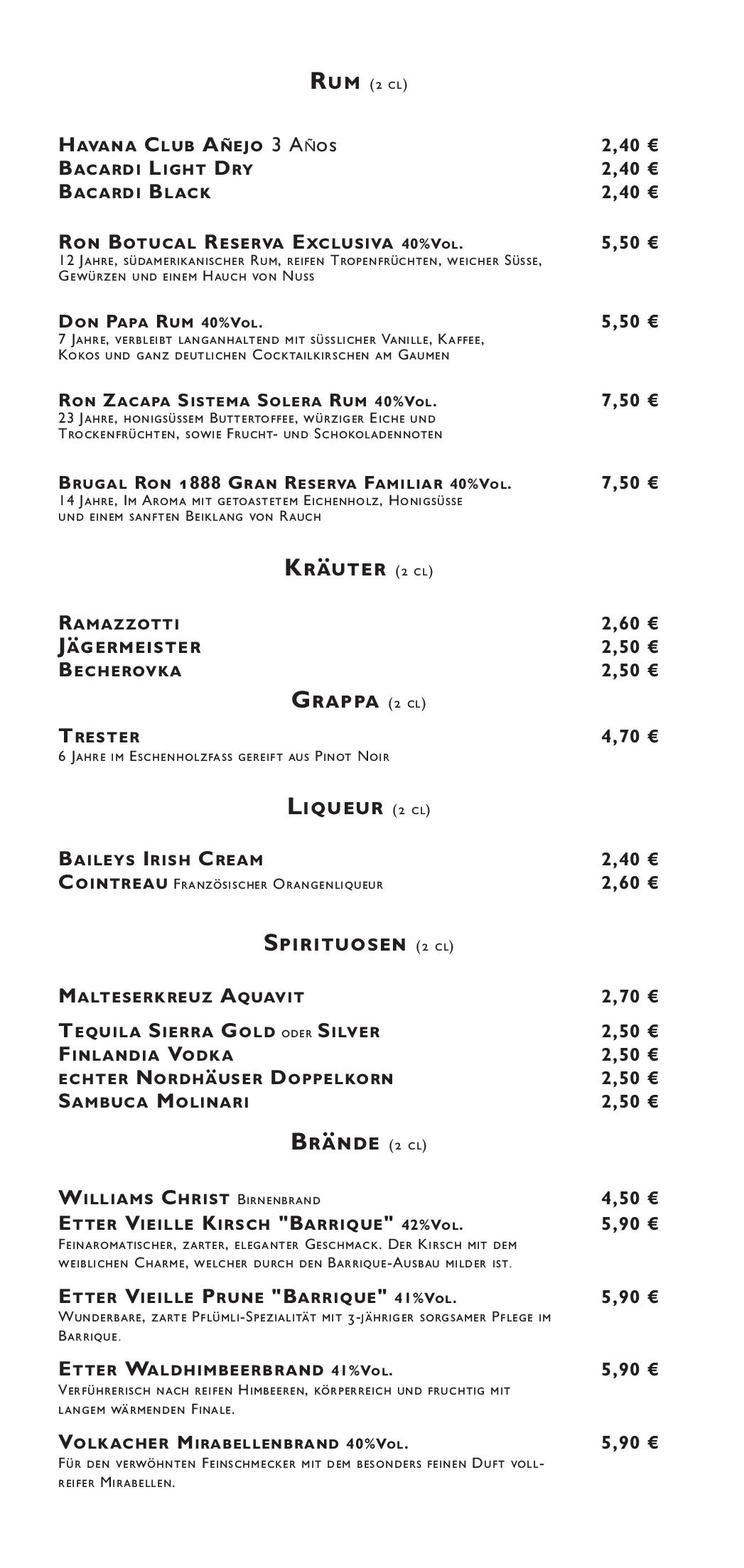 Speisekarte
