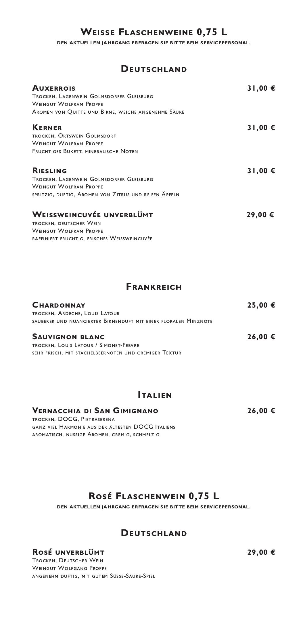 Speisekarte