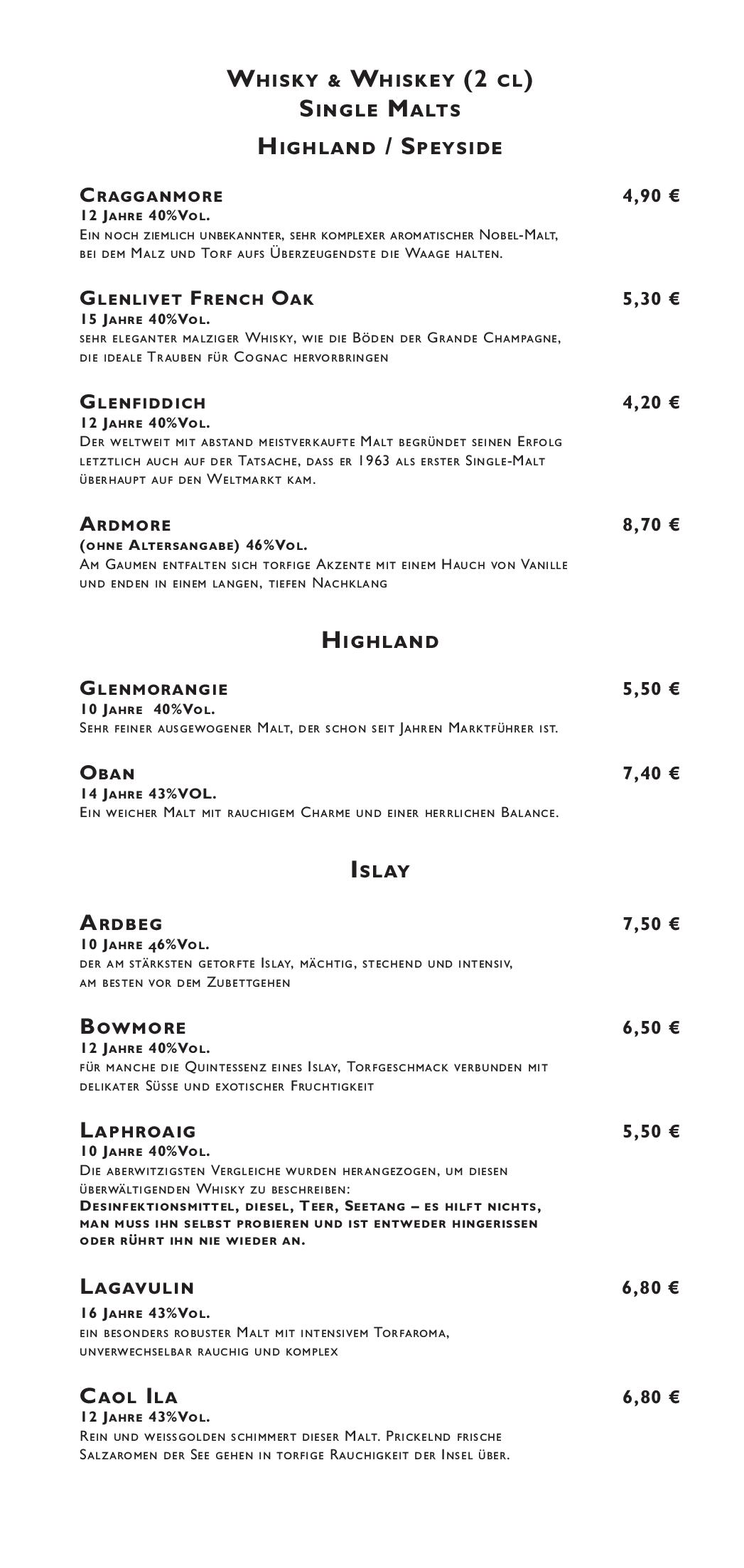 Speisekarte