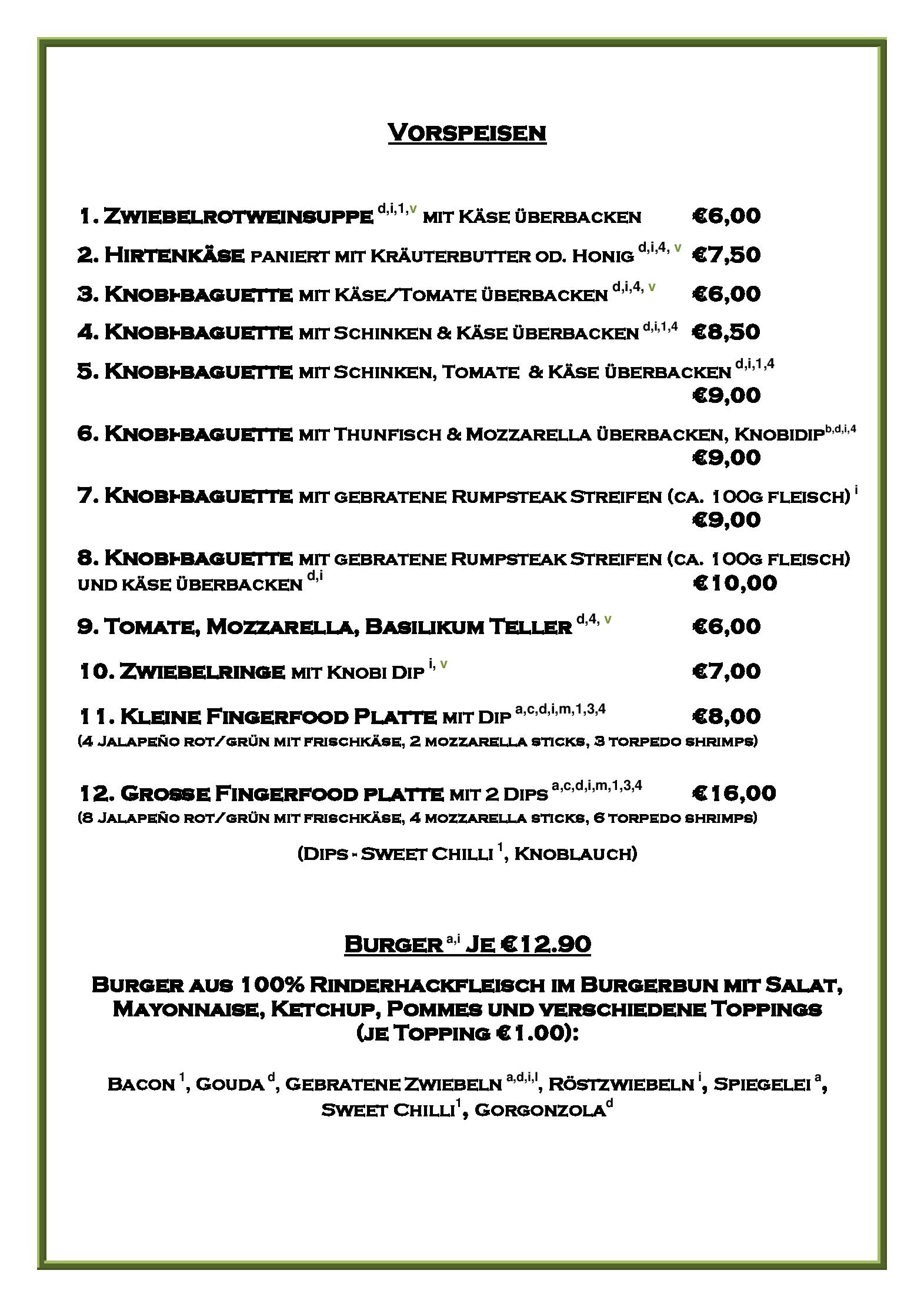 Speisekarte