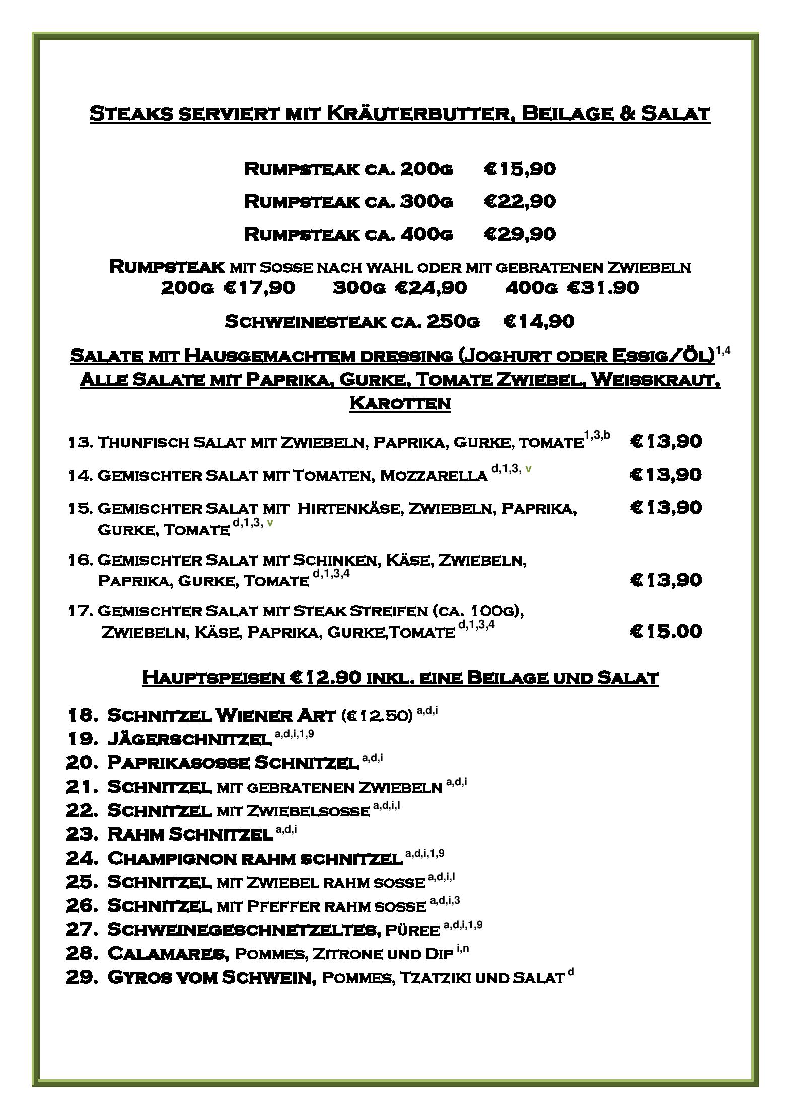 Speisekarte