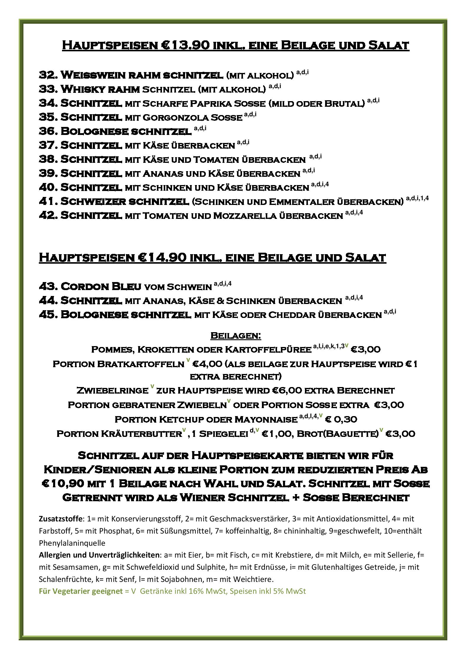 Speisekarte