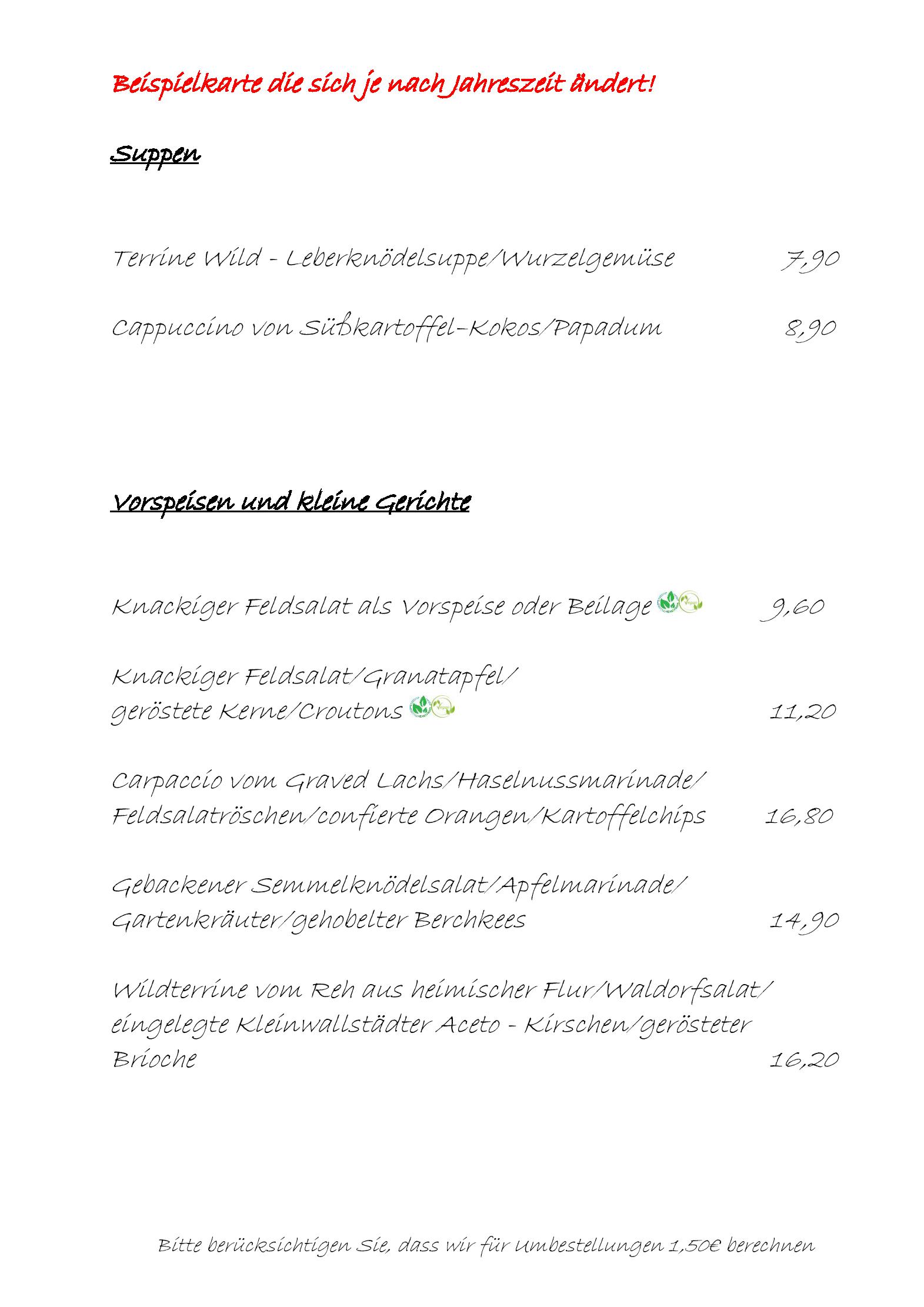 Speisekarte