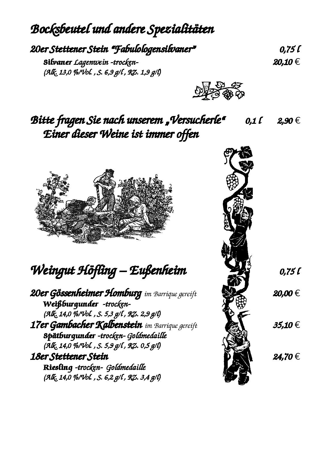 Getränke&Speisekarte
