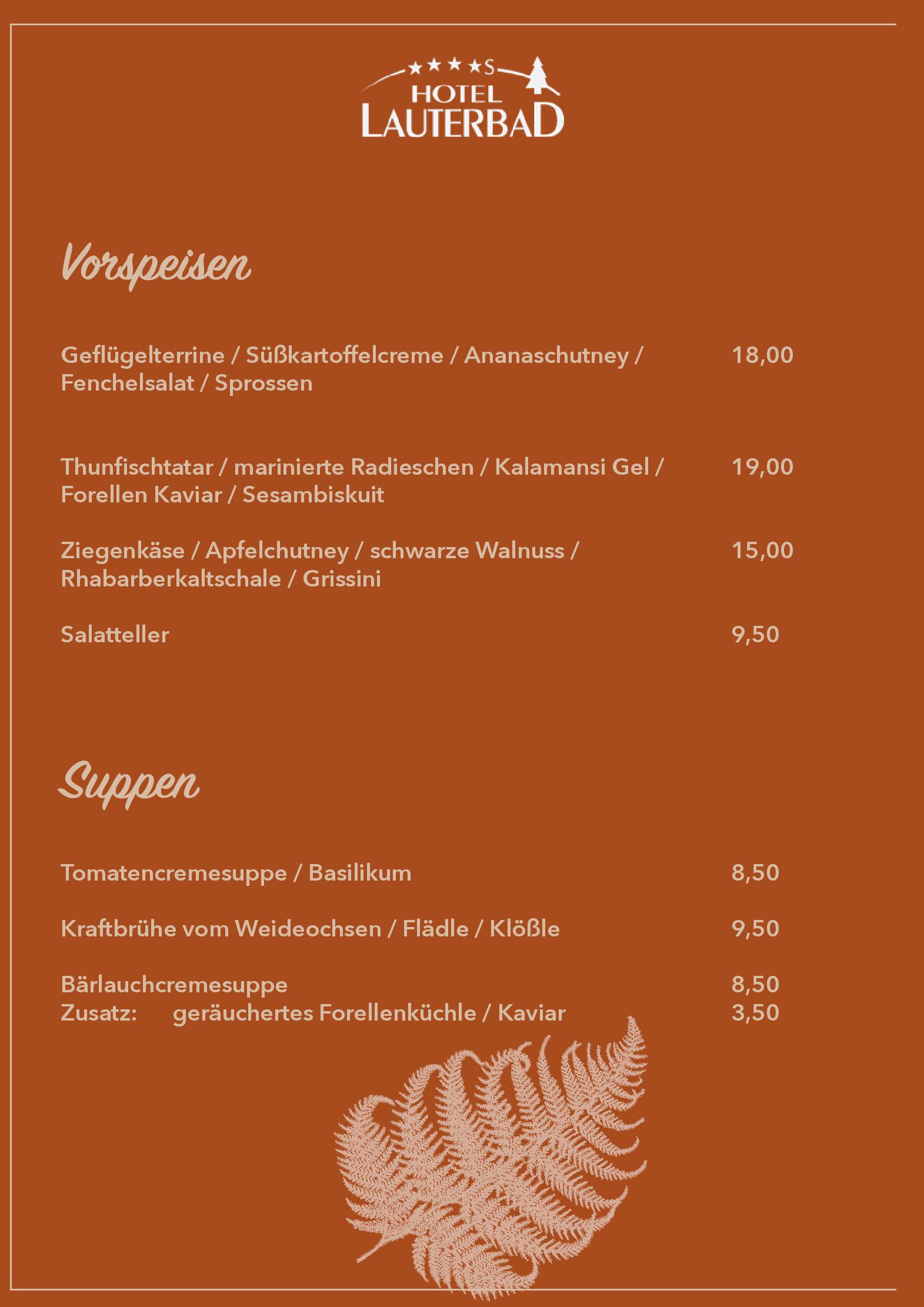 Speisekarte Frühjahr 2023