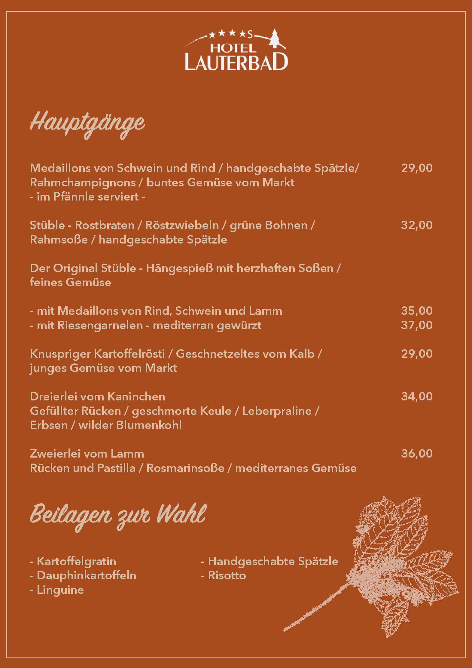 Speisekarte Frühjahr 2023