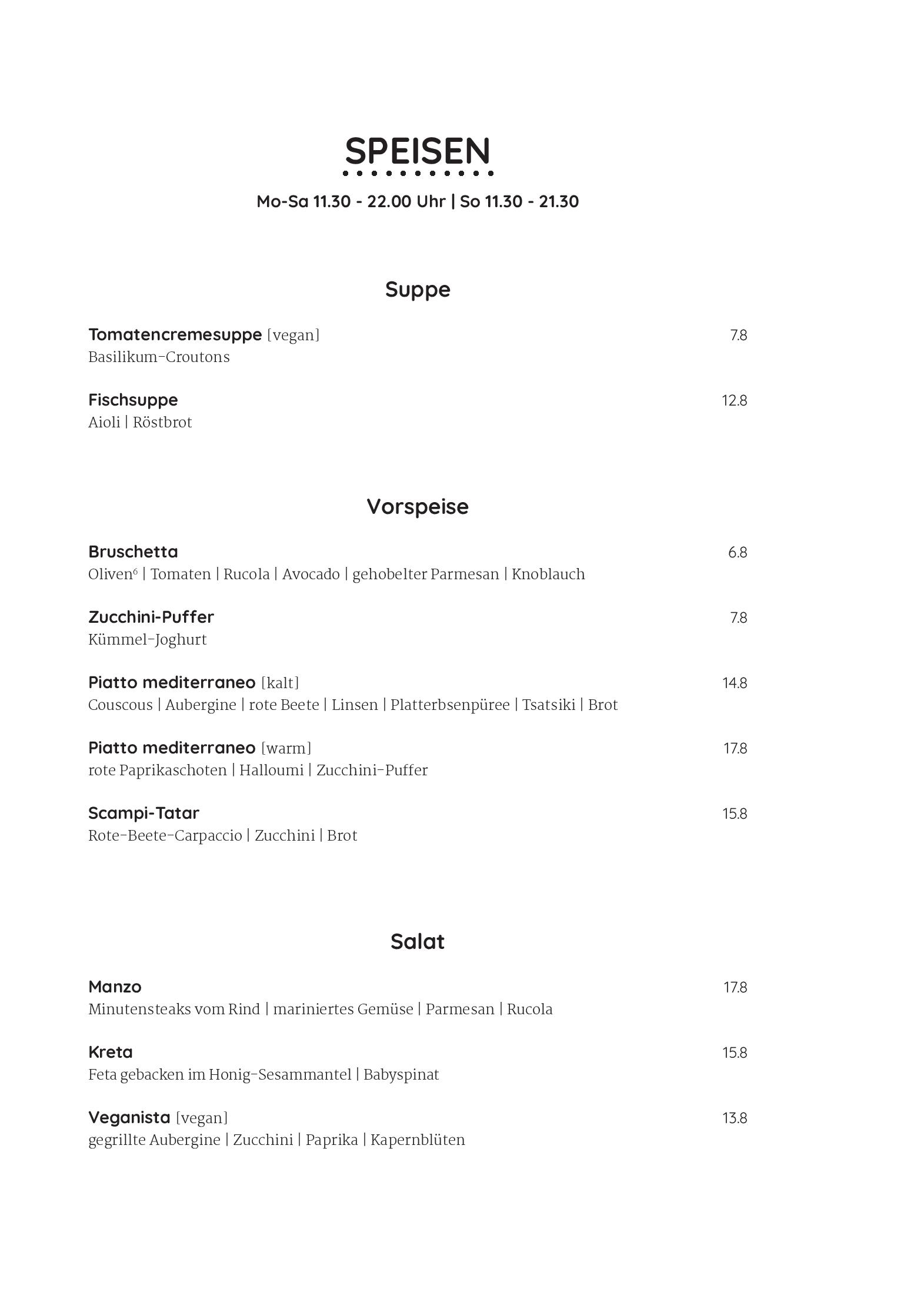Speisekarte