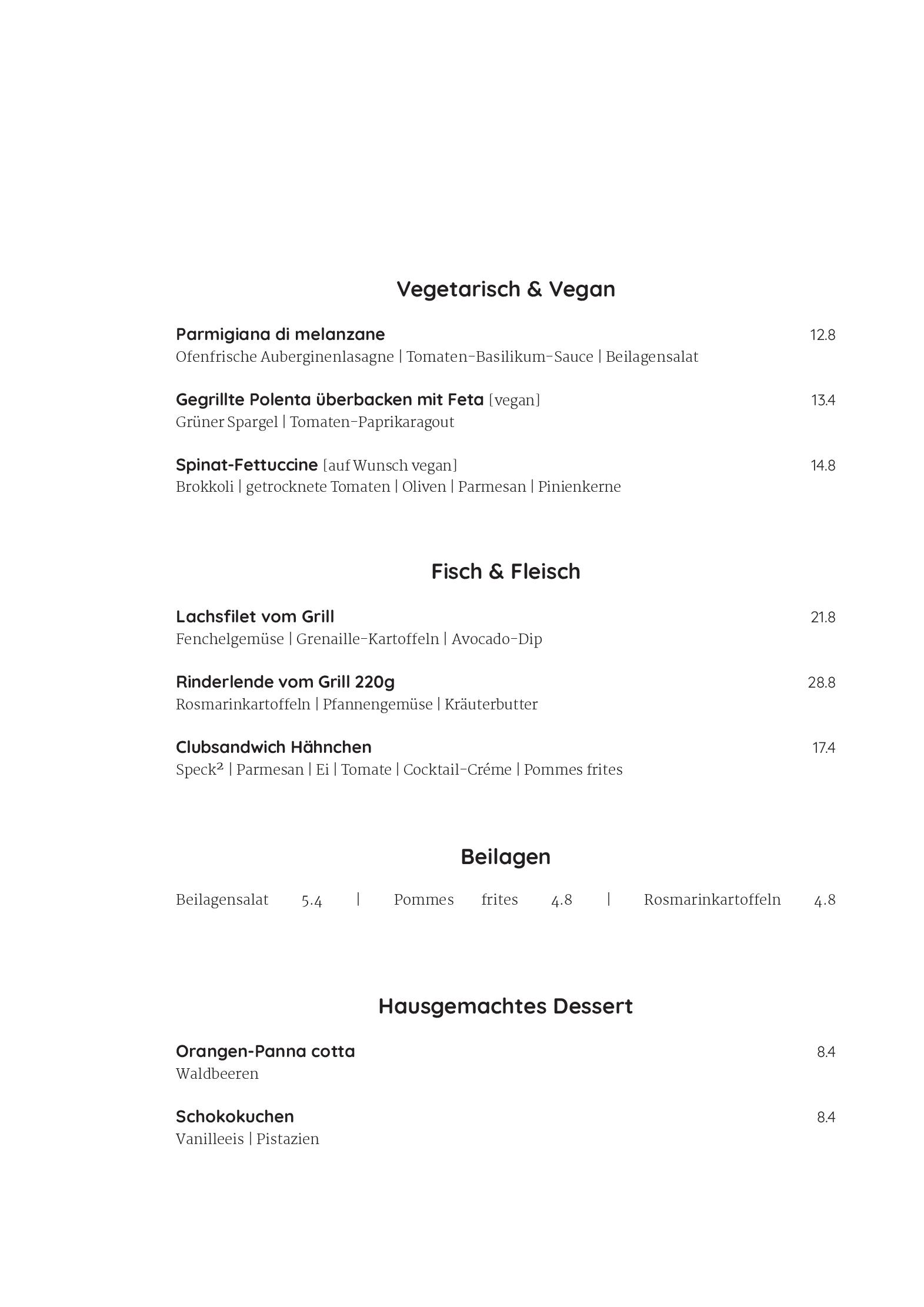 Speisekarte