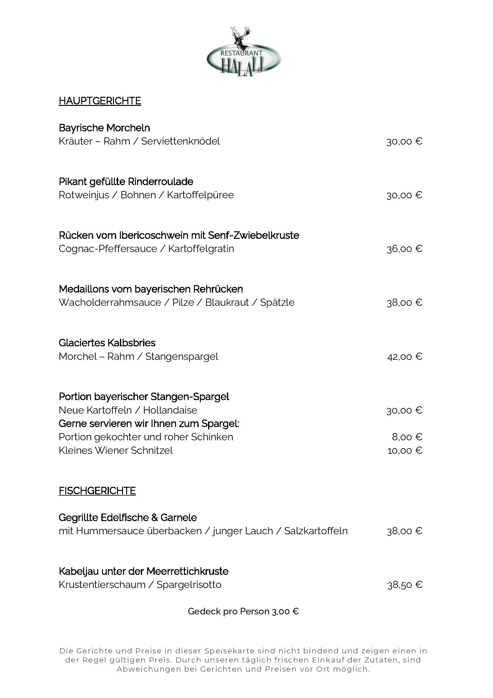Speisekarte